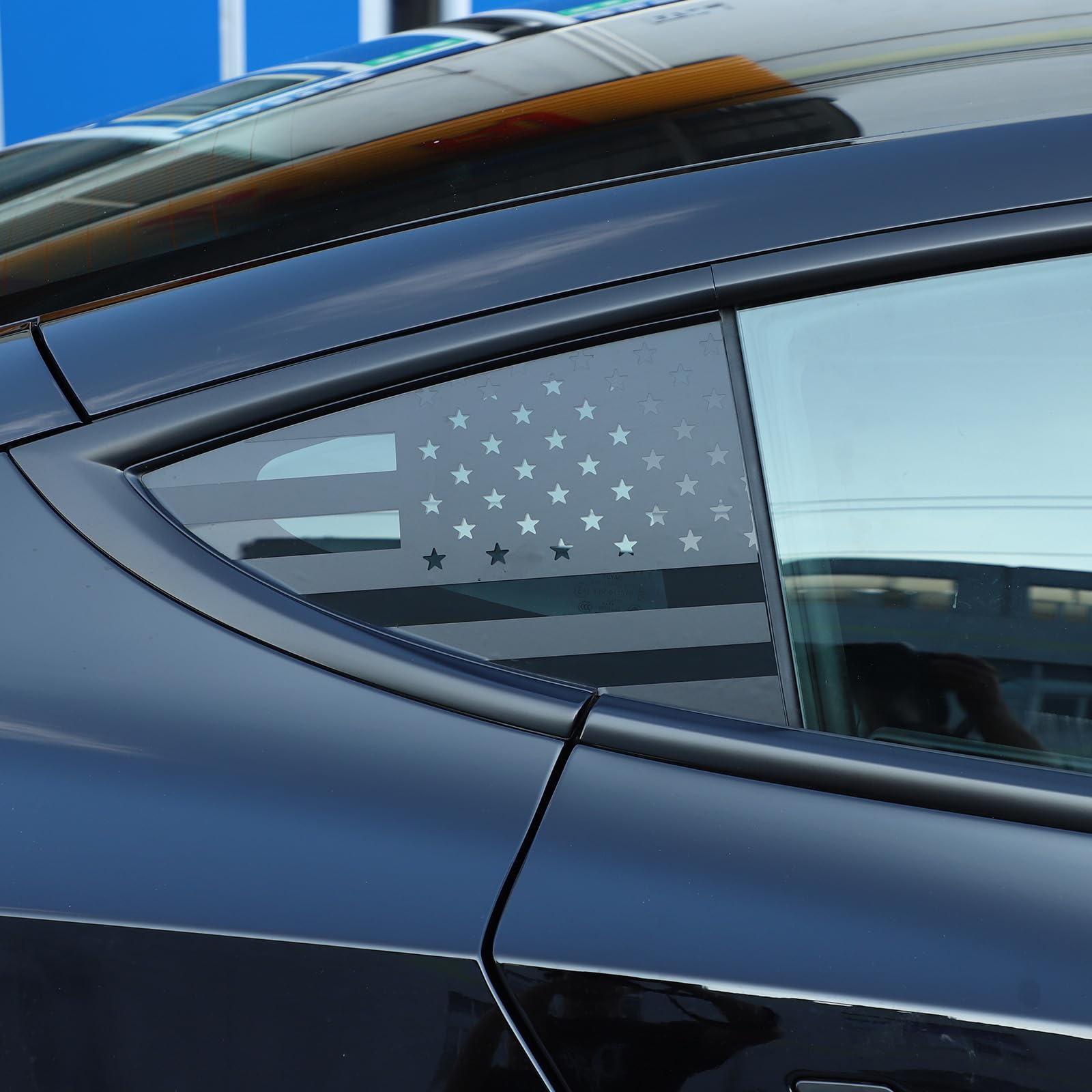 2024 Tesla Model 3 Highlander Rear Side Window American Flag Decal Sticker | USA Patriotic Vinyl Decal for Rear Triangle Window | Durable PVC Car Accessories for Tailgate & Side Windows | Perfect for Car Shows, Road Trips & 4th of July Celebrations