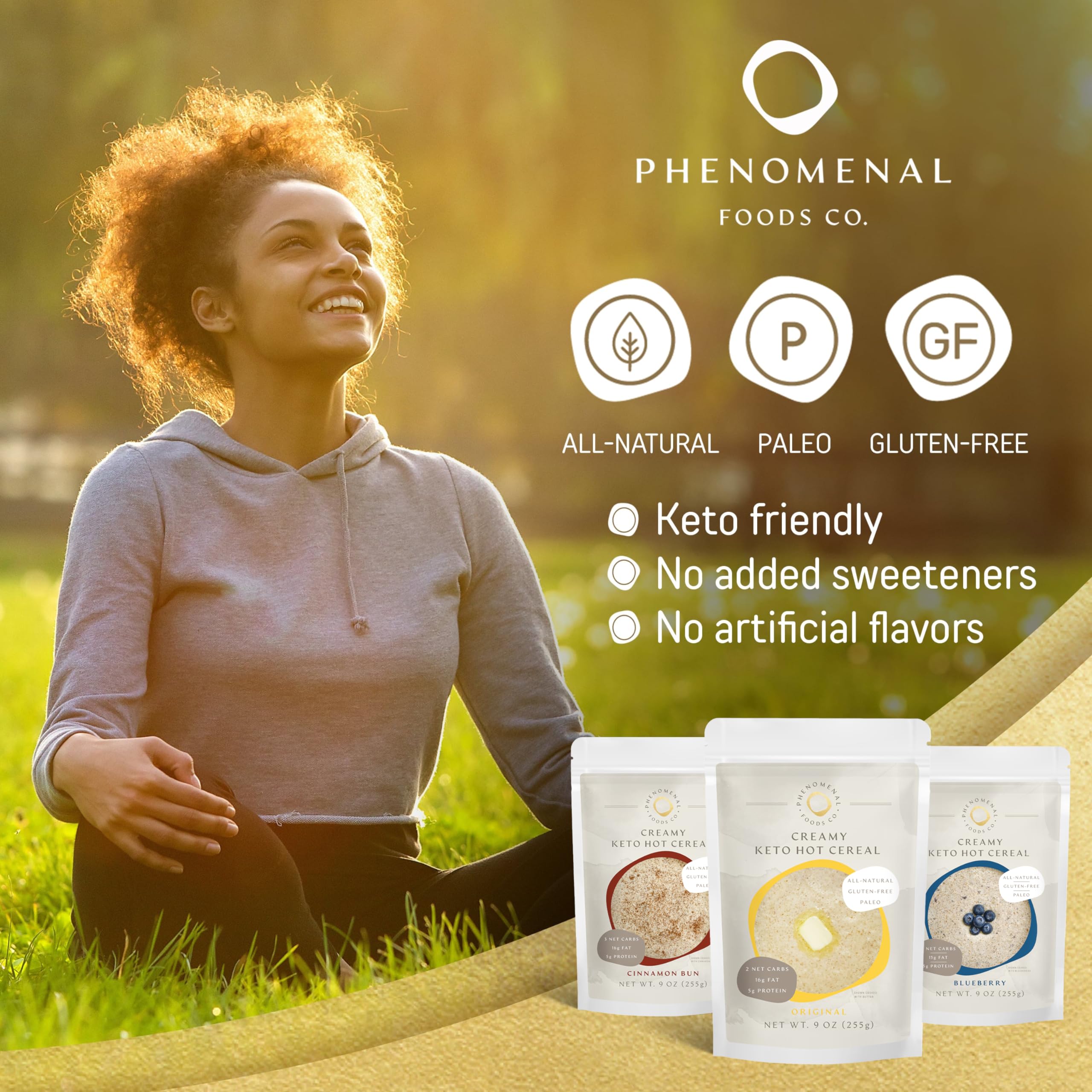Phenomenal Foods Co Creamy Keto Hot Cereal® Original - Low Carb Farina - Unsweetened - Gluten Free & Grain Free - Paleo Friendly - Diabetic Safe - High Protein Vegan Breakfast Cereal for Weight Loss & Healthy Lifestyle | Perfect for Keto Diet, Busy Mornings & On-the-Go Nutrition