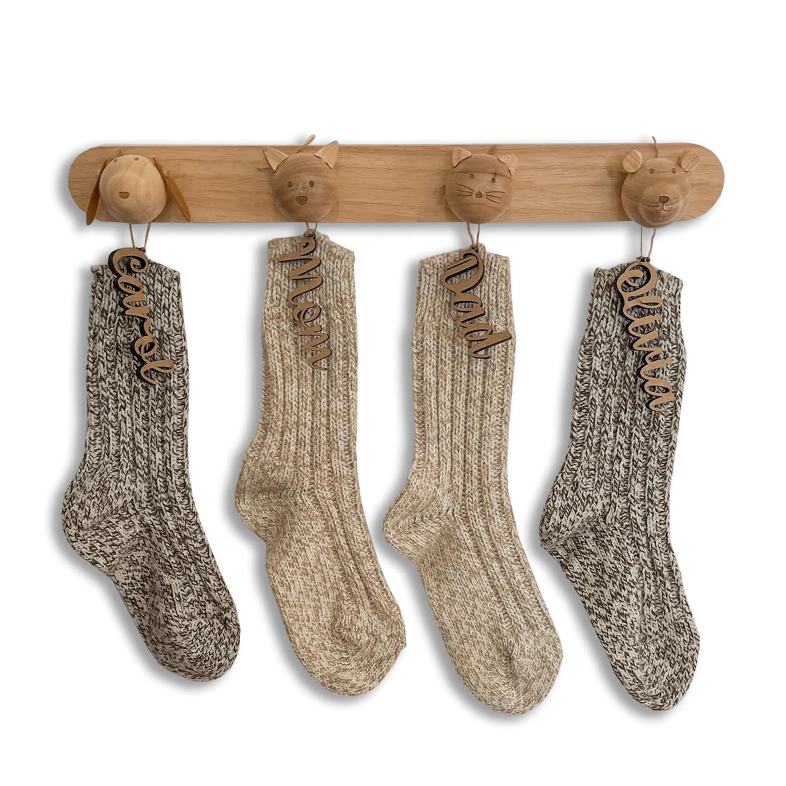 Personalized Wooden Christmas Stocking Tags - Custom Name Signs for Holiday Decorations, Gift Tags & Festive Home Decor