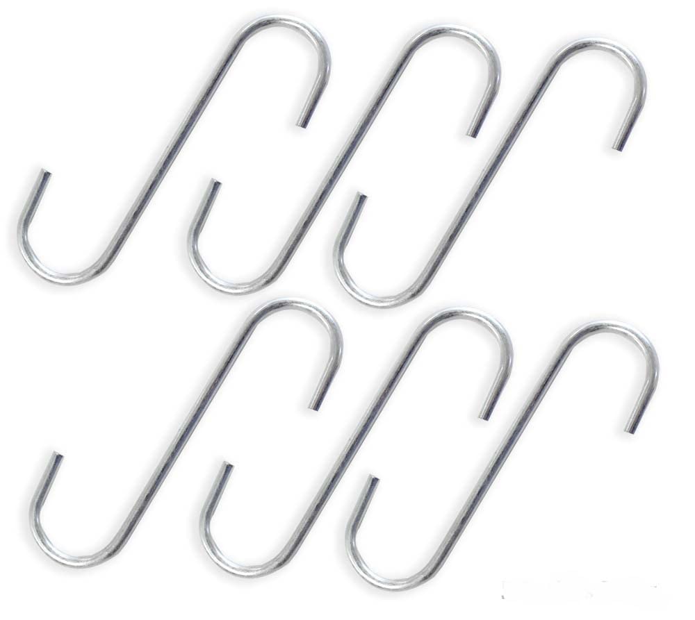 Heavy Duty 6-Piece Dovetail S Hook Set - 5 Inch (12.7cm) Metal Hooks with 1 3/8