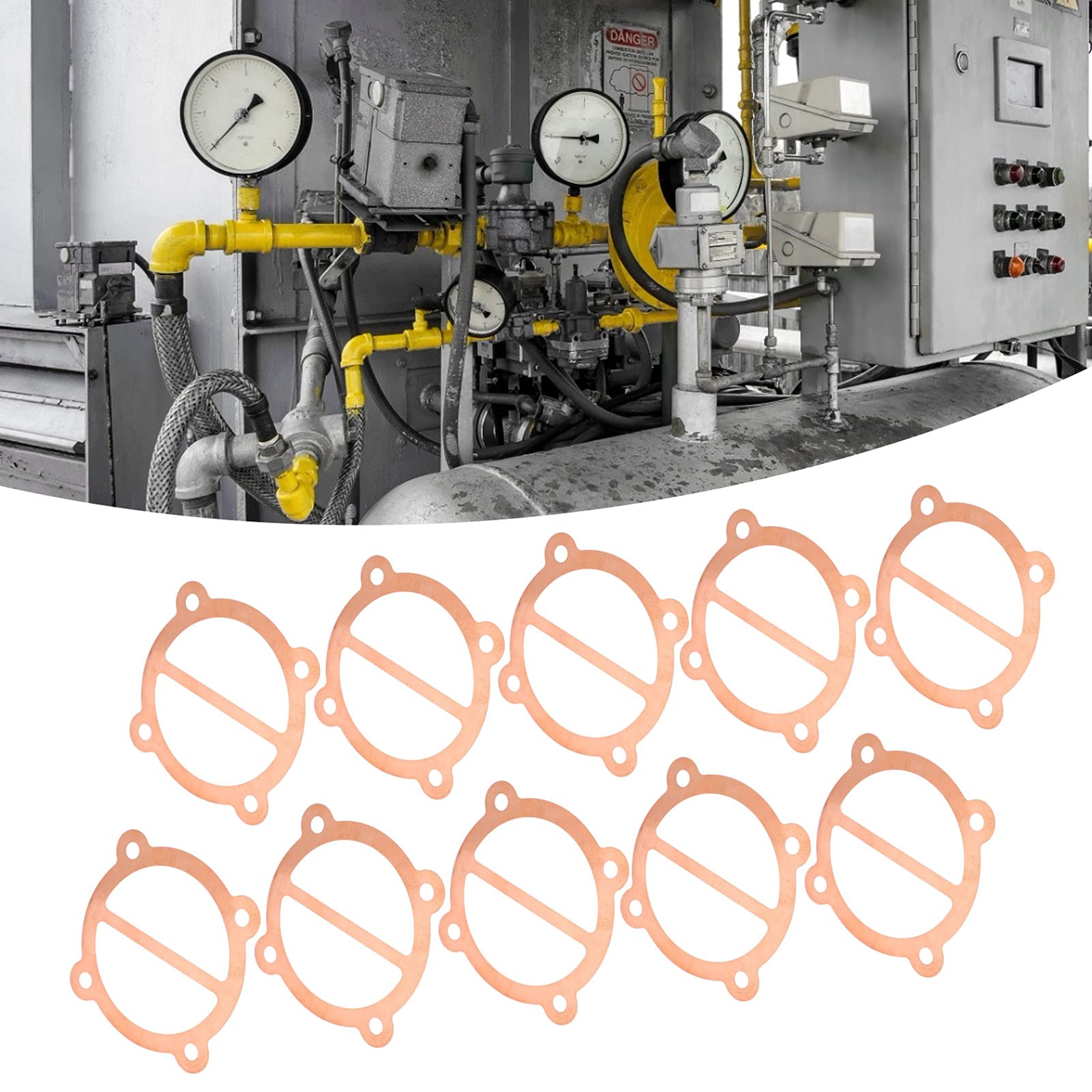 10 Pcs 65mm Copper Air Compressor Gasket Kit - Replacement Cylinder Gasket for Air Pump, HVAC Systems & Industrial Machinery (Durable Sealing Solution)
