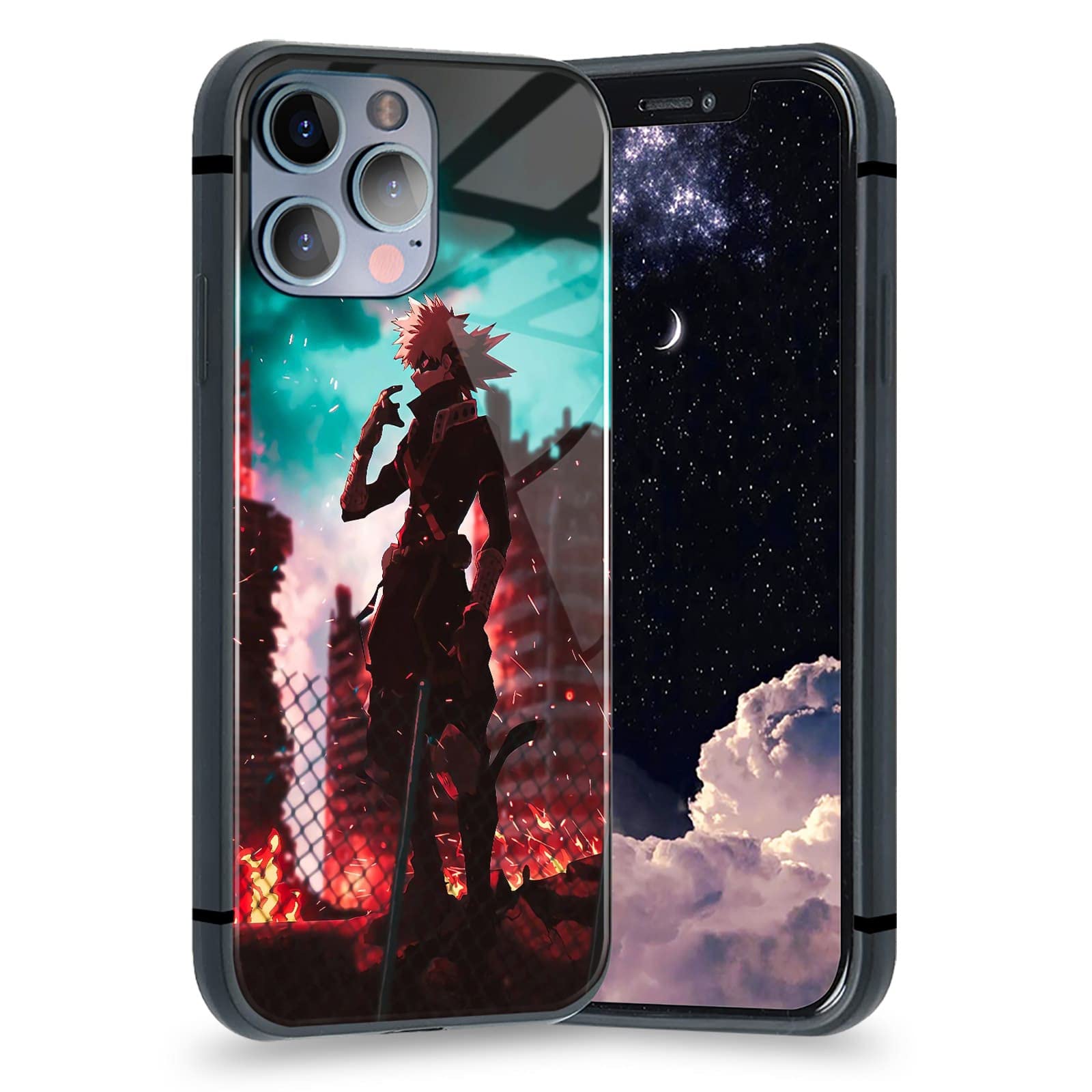 My Hero Academia Katsuki Bakugo Anime Phone Case for iPhone 11 - Shockproof Manga Design Tempered Glass Cover - Perfect for Cosplay, Gifts & Anime Fans
