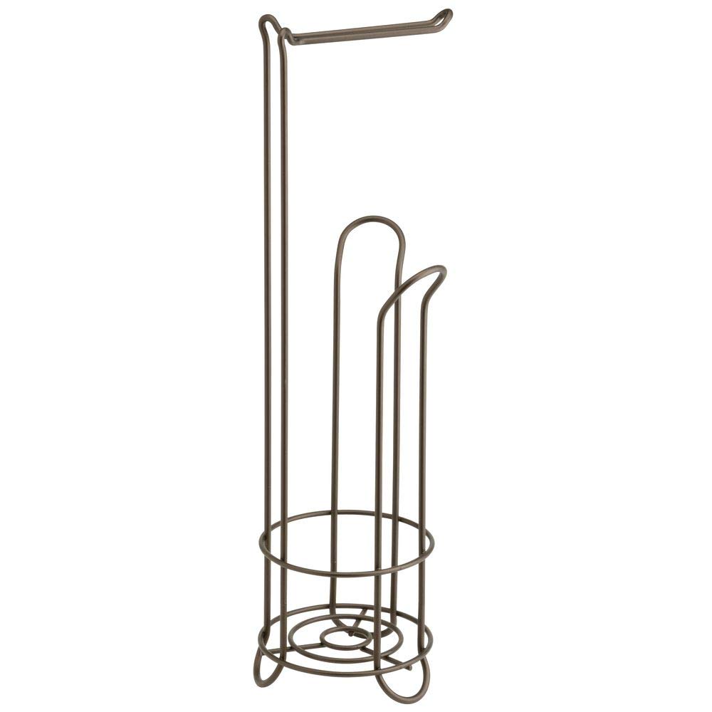 iDesign Classico Metal Free Standing Toilet Paper Holder with Roll Reserve Canister - 6.5