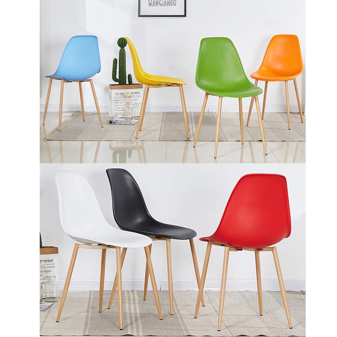 Mid-Century Modern Dining Chair - Ergonomic PP Plastic Seat with Metal Legs, Comfort Curve Design for Living Room, Cafe, Study & Dining | Stylish Lounge Chair for Home, Office & Commercial Spaces