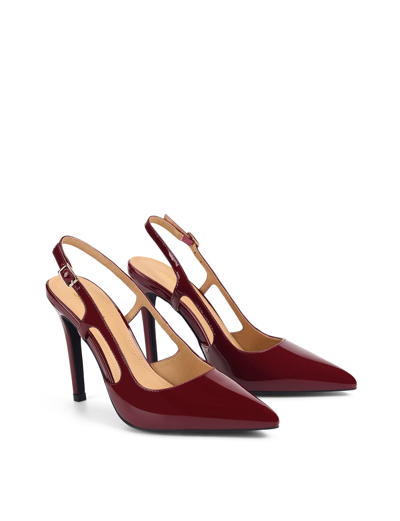 Cipriani Women's Stiletto High Heel Pumps - Wine Red Patent Leather Shoes for Party, Wedding & Evening Wear