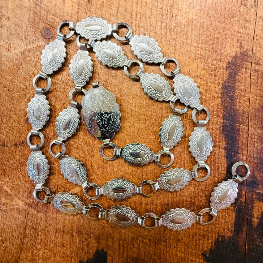 Vintage Western Silver Concho Belt - Authentic Costume Grade Cowboy Accessory for Rodeo, Halloween & Western Fashion Outfits