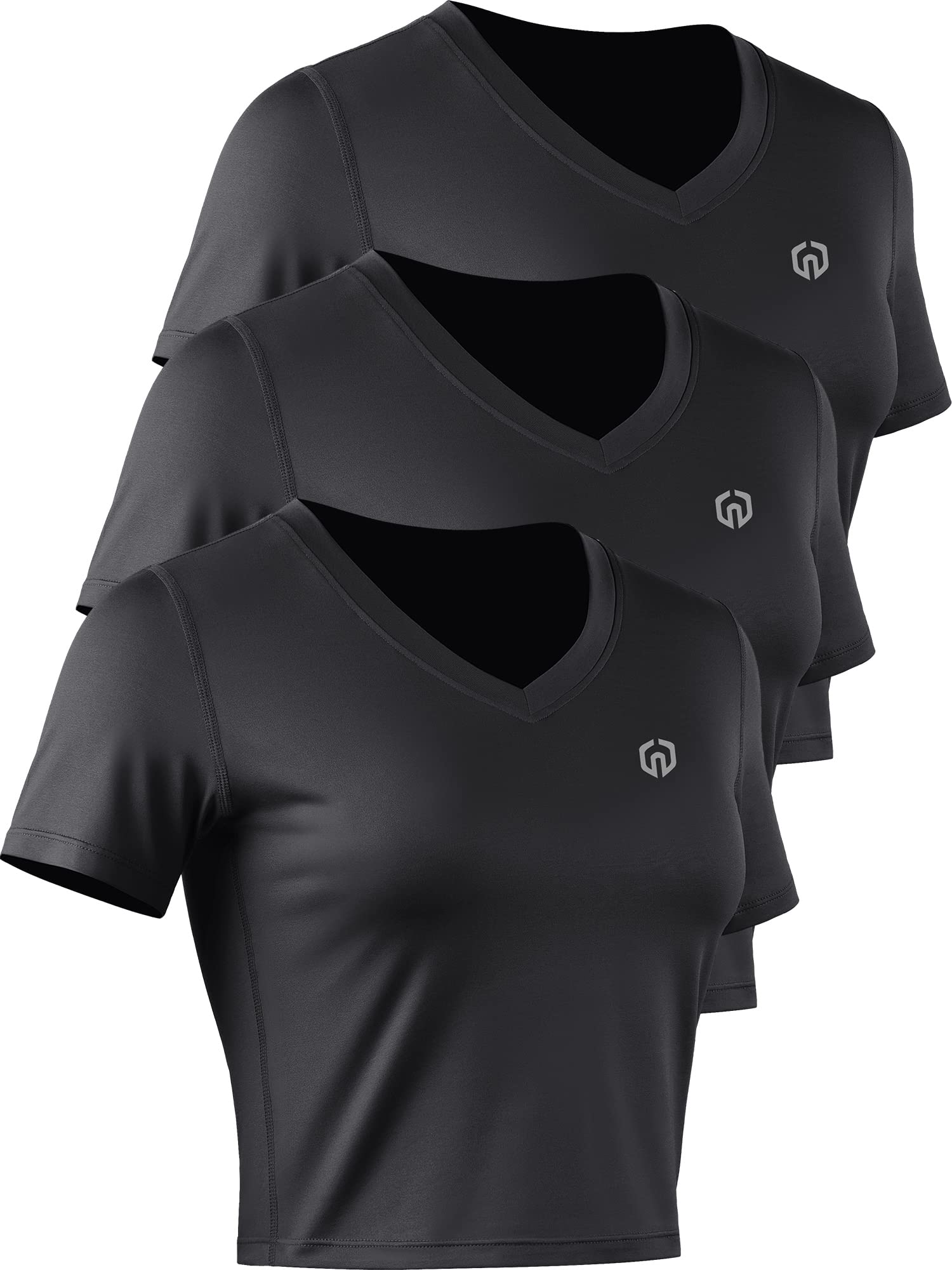 Women's 3 Pack Running Shirts - Breathable Workout Crop Tops for Yoga, Gym & Athletic Training | Moisture-Wicking Activewear for Women