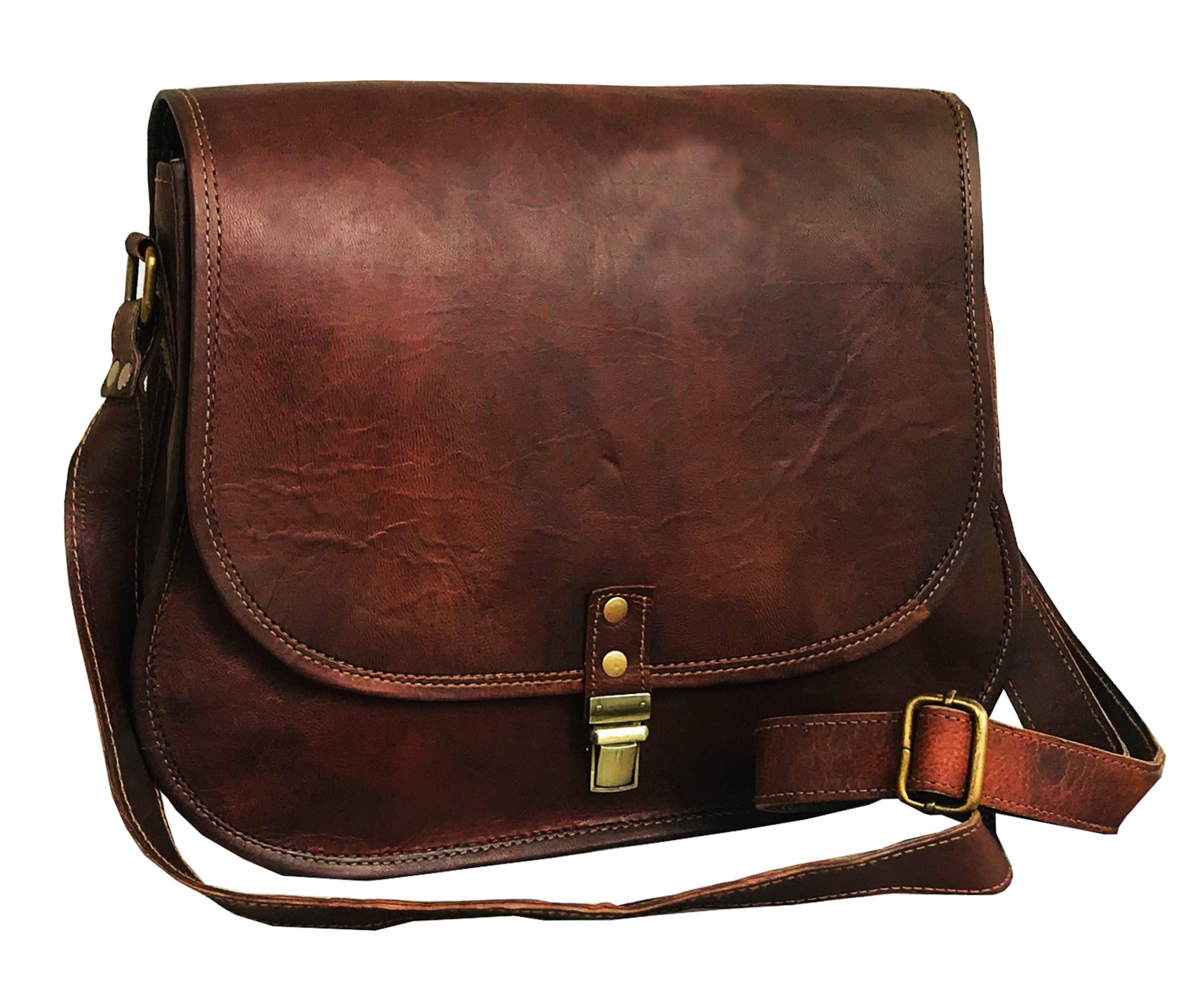 14 Inch Genuine Leather Crossbody Bag for Women - Stylish Shoulder Purse & Travel Tote in Brown | Perfect for Work, Shopping & Daily Use