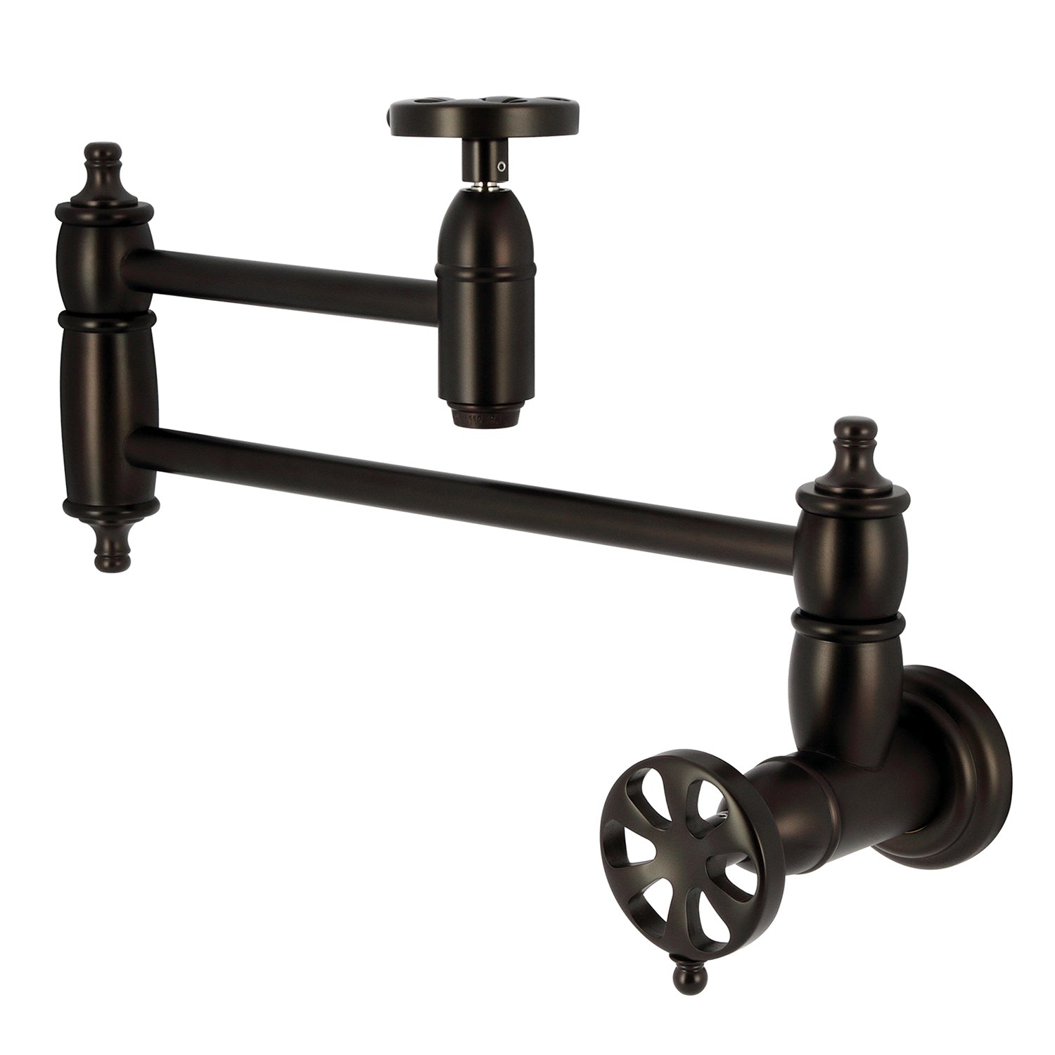 Belknap KS3105RX Oil Rubbed Bronze Wall Mounted Two Handle Pot Filler Faucet - Perfect for Kitchen Sink, Stove & Cooking Area