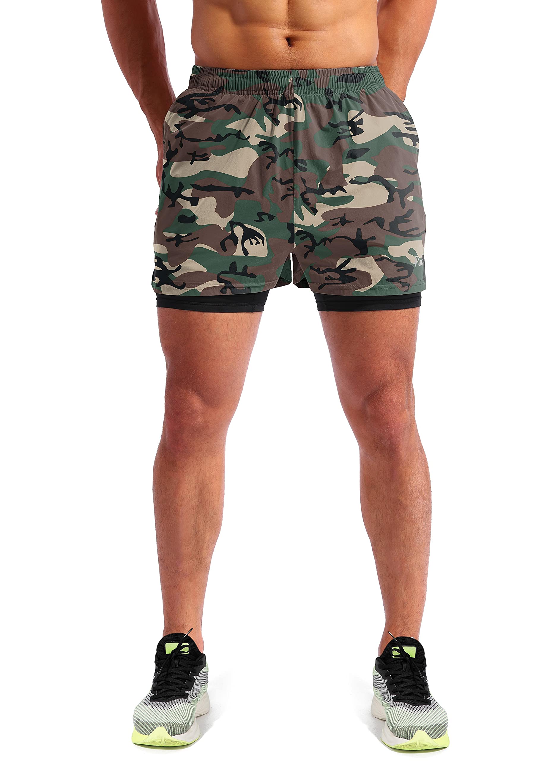 Pudolla Men's 2-in-1 Running Shorts 5