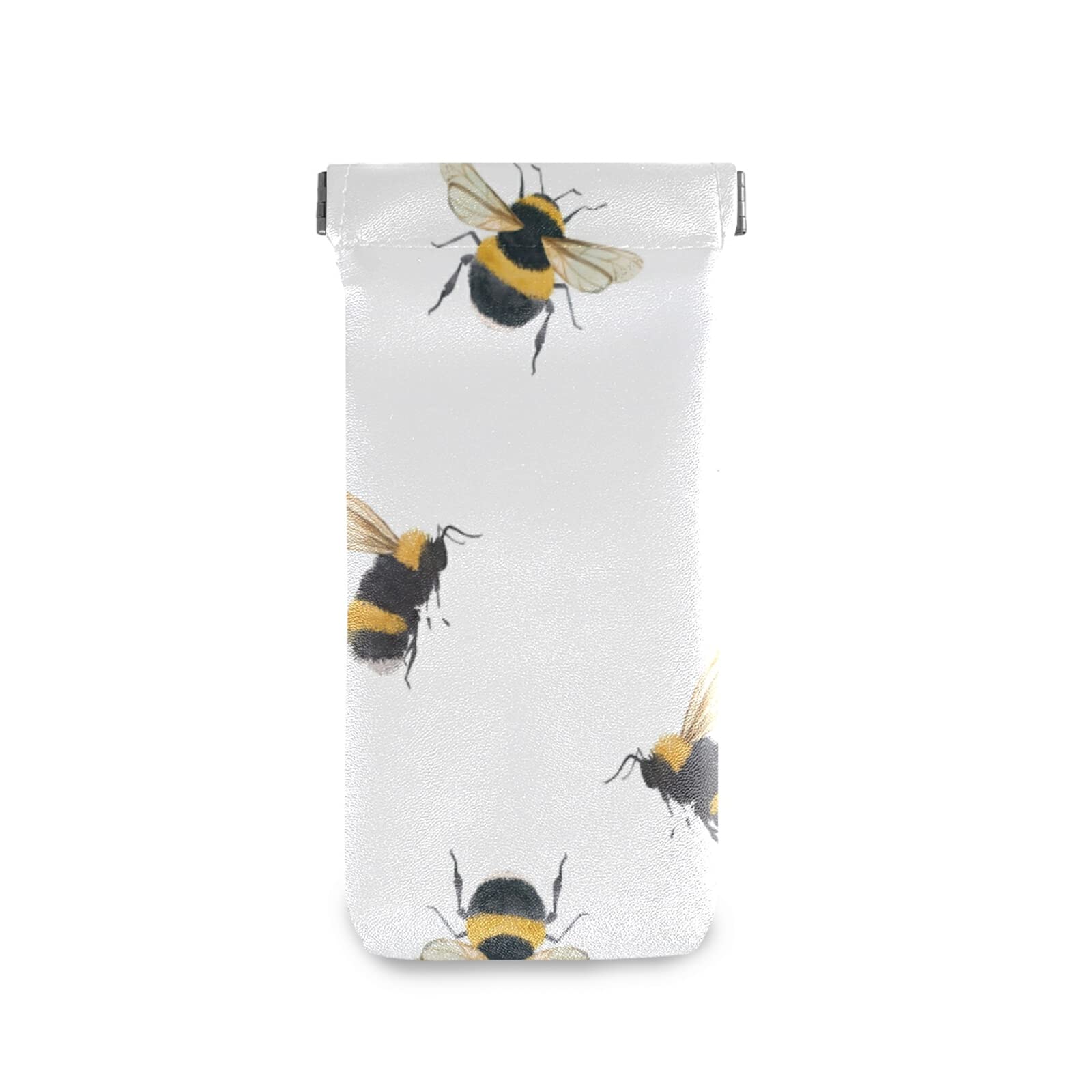 JUAMA Watercolor Bumblebee Sunglasses Case - Soft PU Leather Eyeglasses Pouch & Goggles Holder for Women & Men - Perfect for Travel, Beach, Outdoor Activities & Daily Storage
