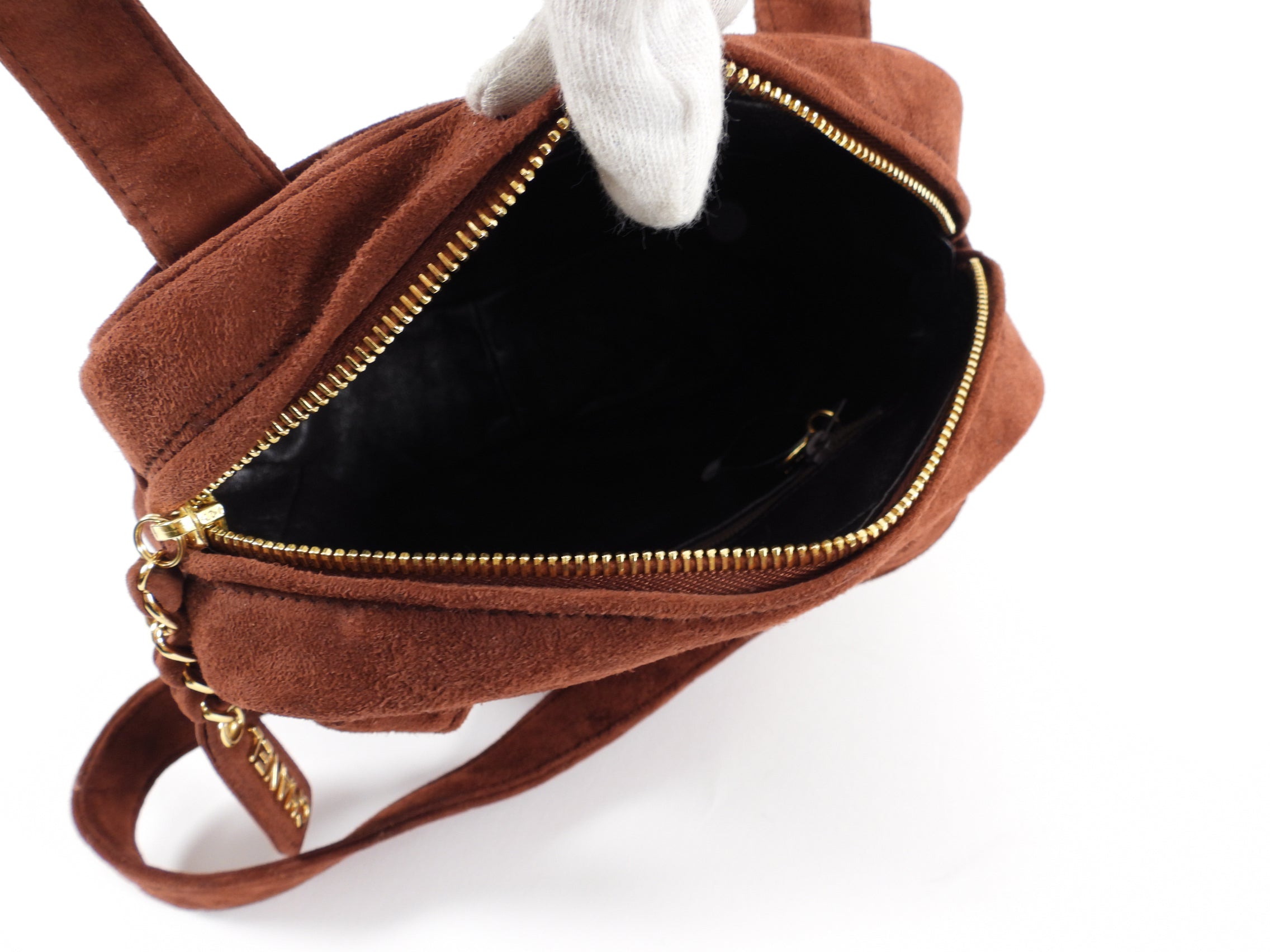 Vintage Chanel 1996-1997 Brown Suede CC Logo Top Handle Bag - Luxury Shoulder Purse for Women, Perfect for Date Night & Special Occasions