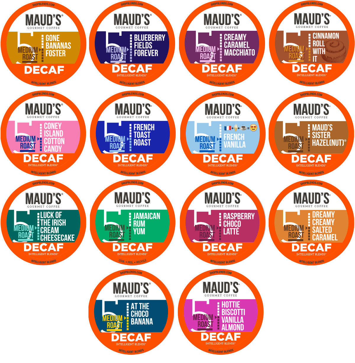 Premium Decaf Coffee Pods Variety Pack - 14 Delicious Flavors by Maud's | Perfect for Home, Office & Gifting | Compatible with Keurig 2.0 Machines