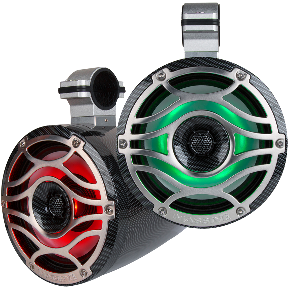 T8C 8-Inch 300W Marine Tower Coaxial LED Speakers - Waterproof Boat Audio for Outdoor Boating, Fishing & Party Entertainment