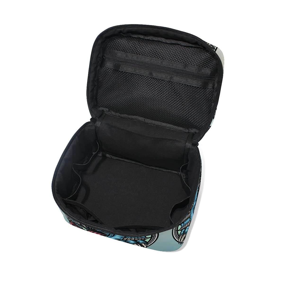 Angry Blue Dragon Dinosaur Cosmetic Bag - Waterproof Makeup Organizer with Zipper for Women & Girls - Perfect for Travel, Gym, and Daily Beauty Storage