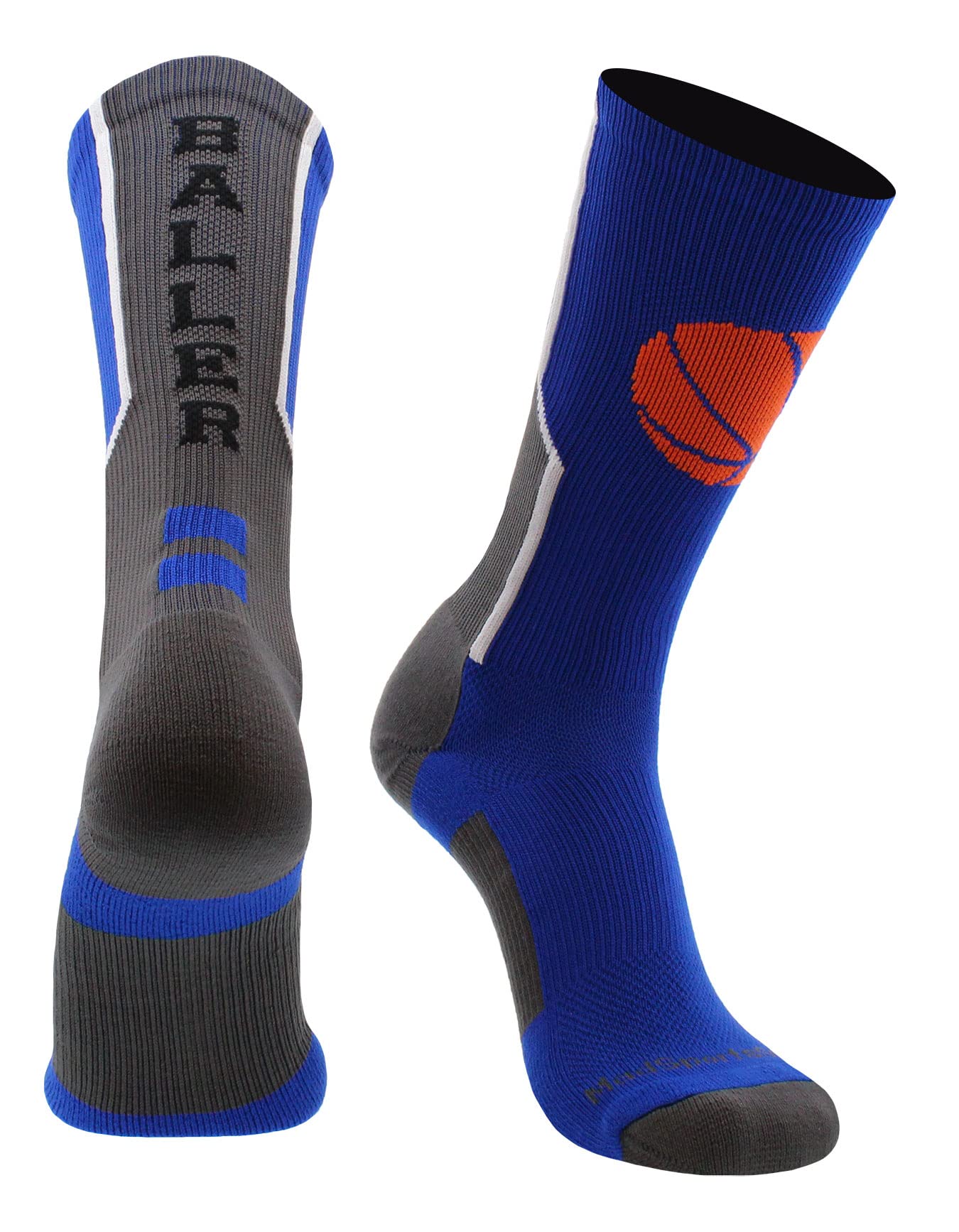 Baller Basketball Socks with Basketball Logo - Crew Length Performance Socks for Men & Women - Perfect for Games, Training and Sports Enthusiasts