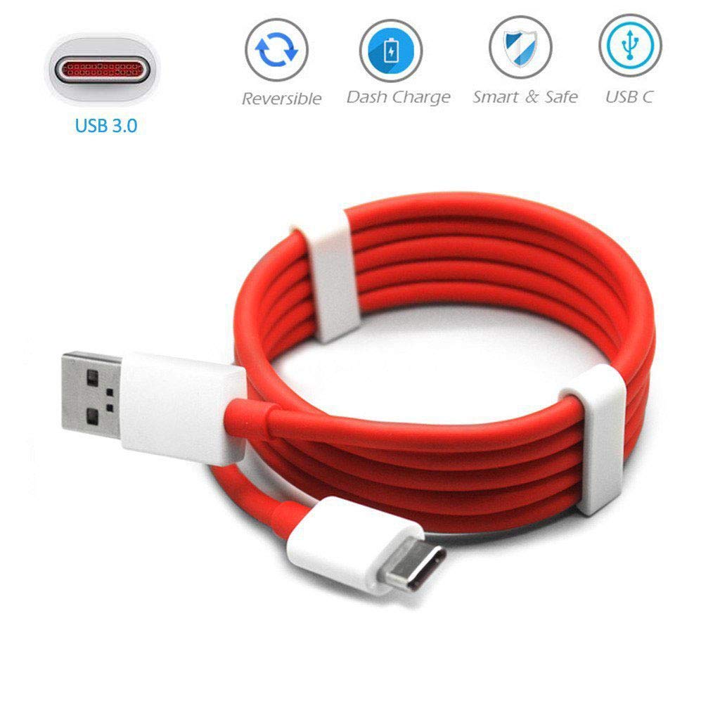 Original 65W Type-C USB Fast Charging Cable for Realme 8i/8 - 6A Super VOOC/Dash/Warp/Dart Flash Charger | 1M/3.2FT USB-A to USB-C Data Sync Cable (Red) - Perfect for Home, Office & Travel Charging