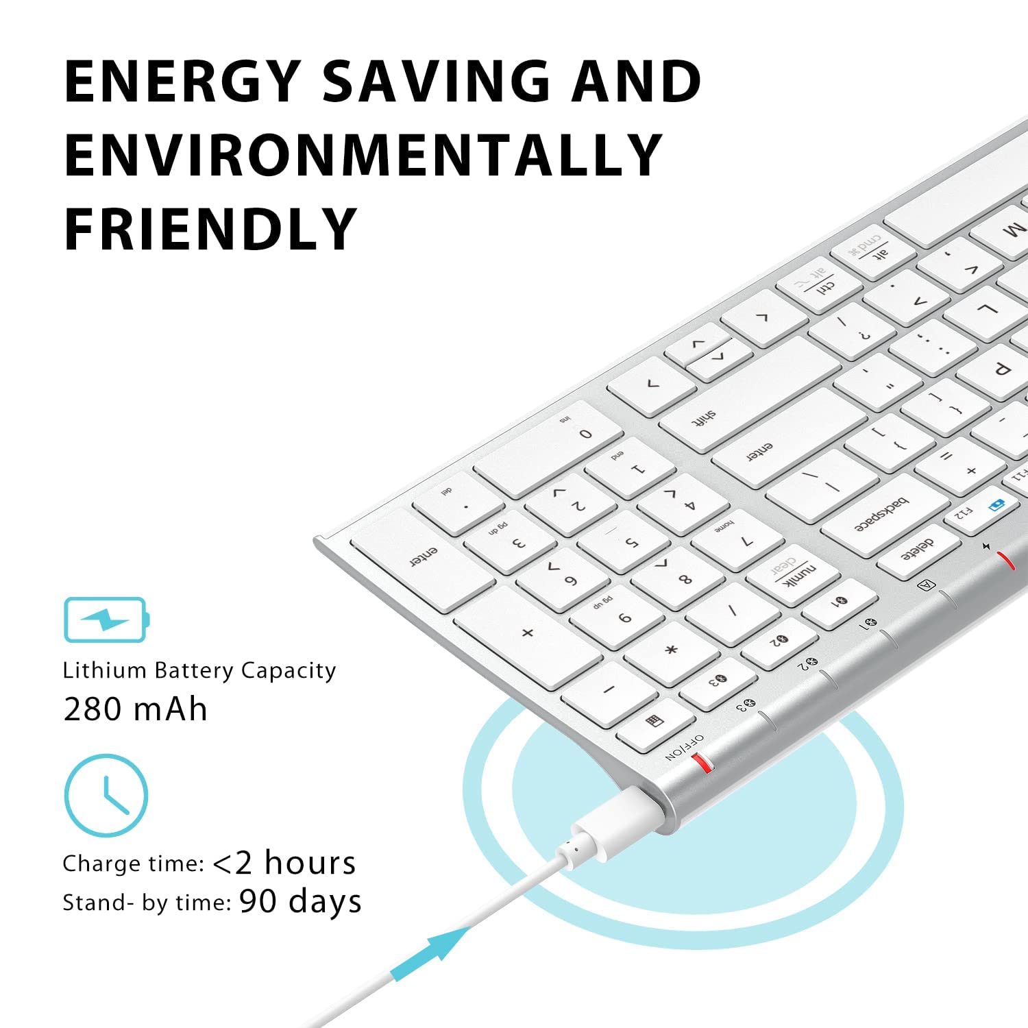 iClever BK10 Bluetooth Keyboard - Wireless, Rechargeable, Multi-Device for Mac/Windows/iOS/Android - Home & Office Use