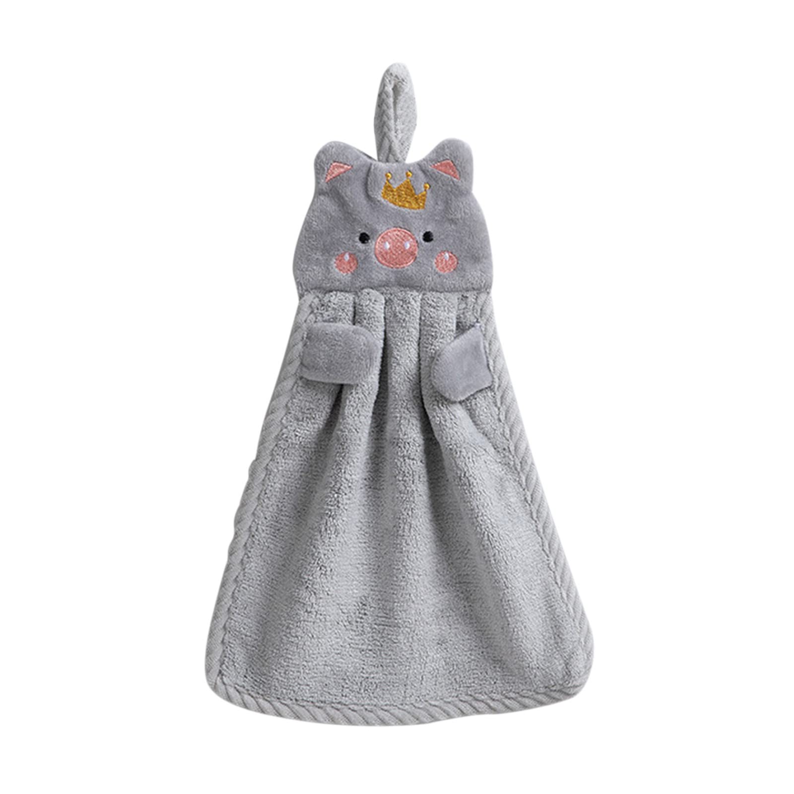 **Cute Little Pig Absorbent Kitchen Towel - Soft Hand Towel for Kids, Household & Car Cleaning (Grey, One Size) - Perfect for Bathroom, Kitchen & Car Seat Care**