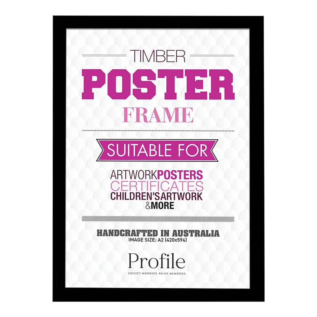 Classic Black Timber A2 Picture Frame - Premium Wood Photo Frame for 16x24 Inch Pictures - Perfect for Wall Decor, Home Office, Gallery Display & Gift Giving