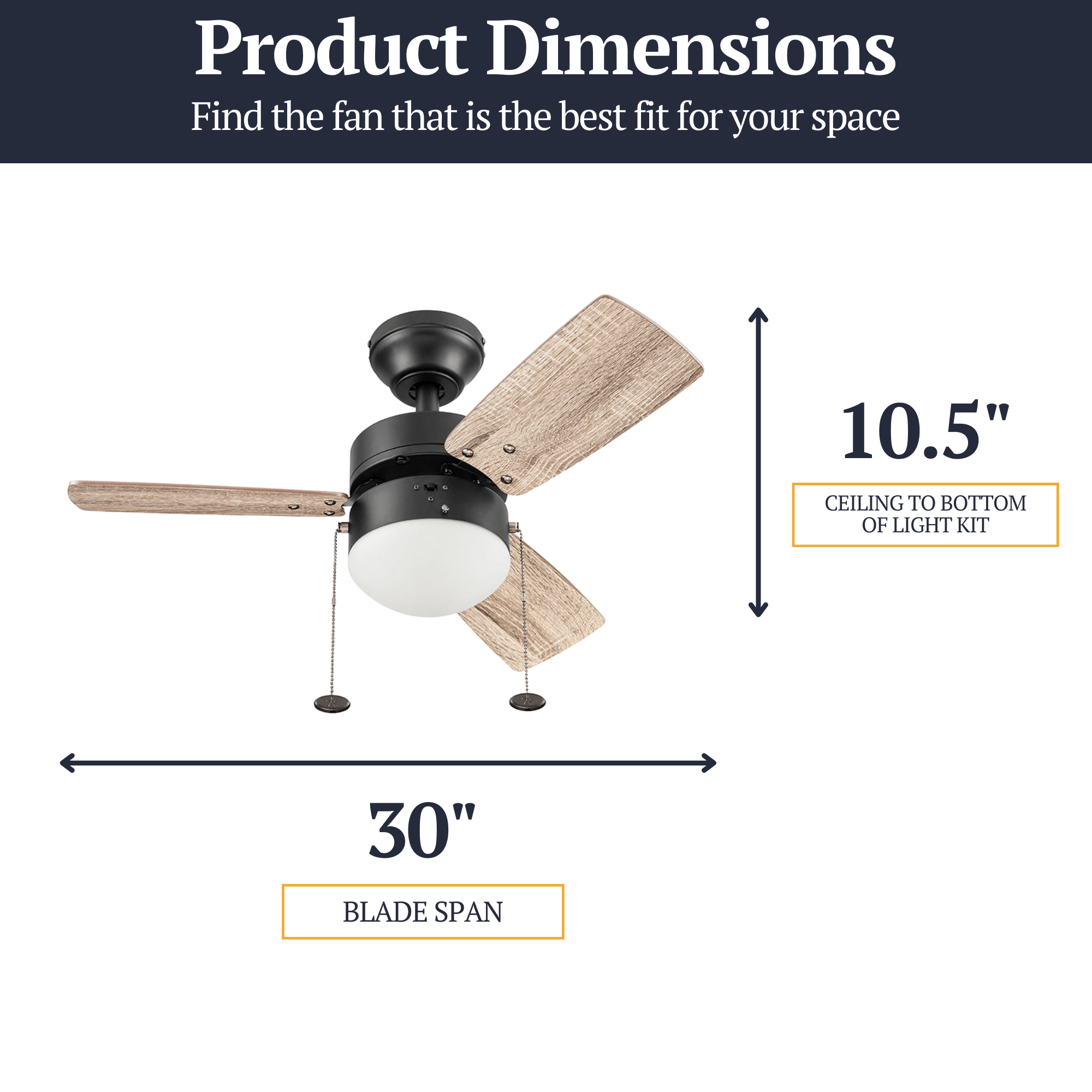 30 Inch Rawling Espresso Pull Chain Ceiling Fan - Modern Indoor Lighting Fixture for Living Room, Bedroom, and Office