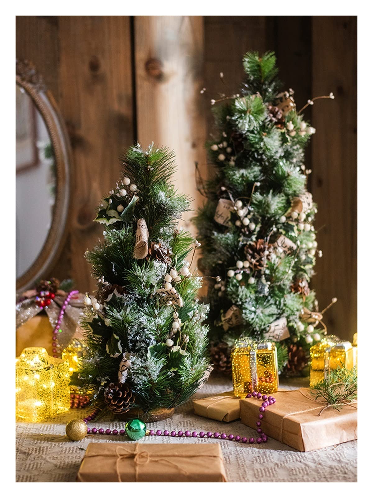 Yaoqijie Small Christmas Tree Ice Crystals Cedar Ornament - Imitative Artificial Plant for Home Showcase, DIY Christmas Wreath, Lasting Decor for Holiday, Party, and Winter Festivities