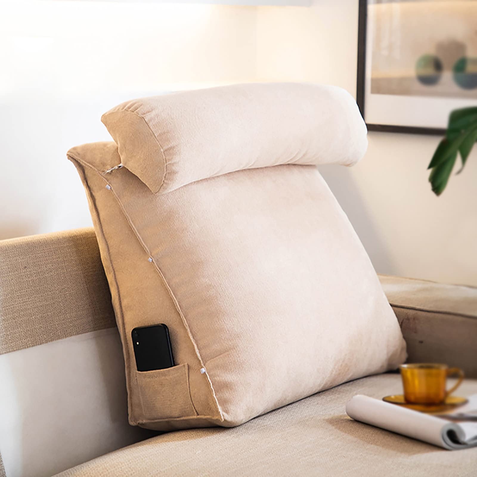 Triangular Backrest Positioning Pillow - Comfortable Wedge Pillow for Reading, Watching TV & Relaxing in Bed | Supportive PP Cotton Filling | Perfect for Back Pain Relief, Gaming & Lounge Activities