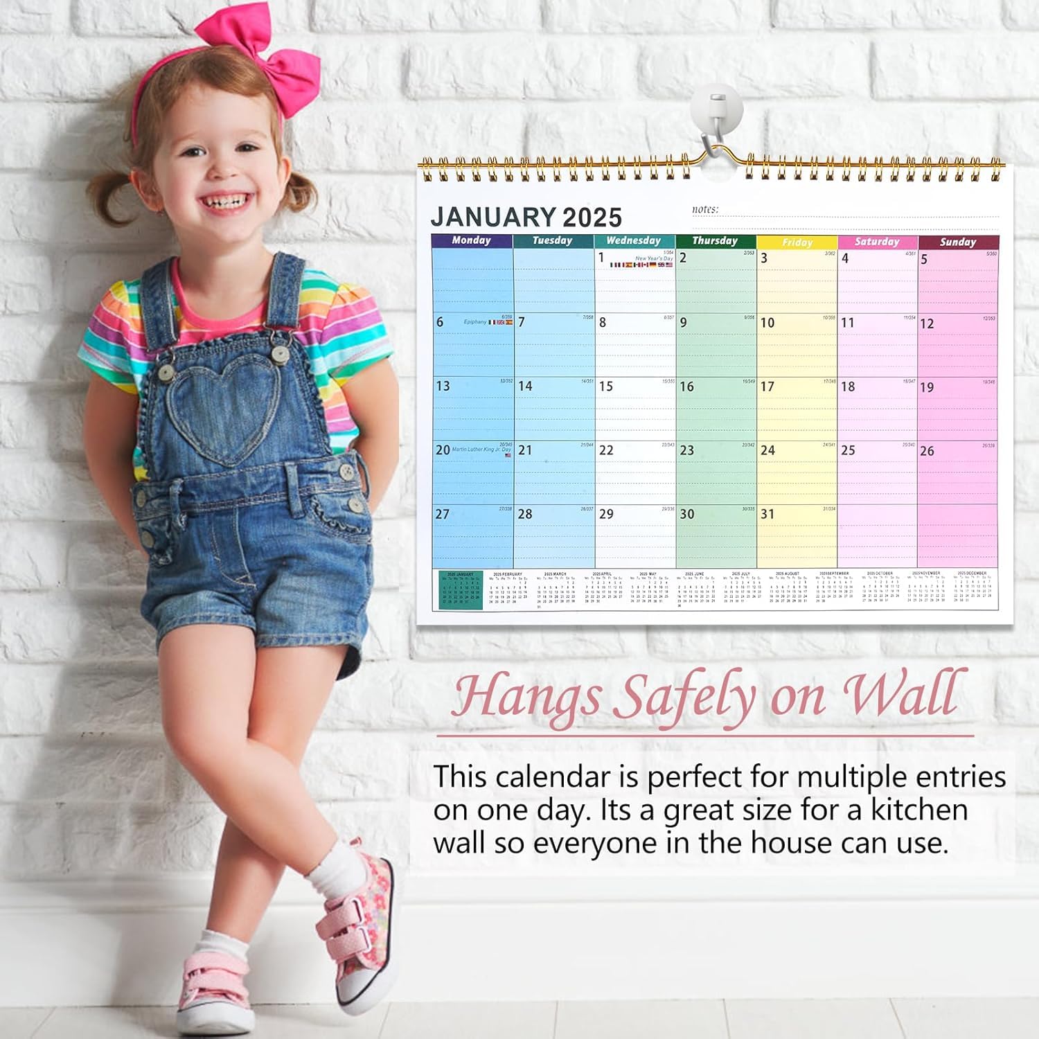 2025 UK Wall Calendar - 18 Month Family Planner (November 2024 to April 2026) with Large Writing Blocks & Hanging Holes | Perfect for Home, Office & School Organization | Landscape Yearly Planner for Family Scheduling & Event Tracking