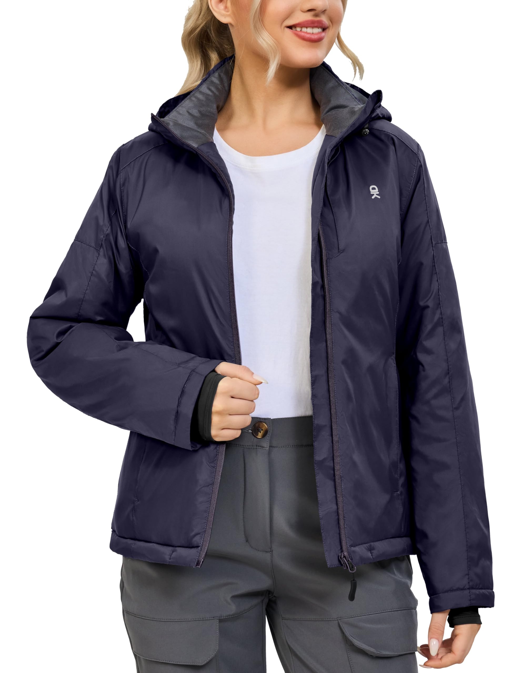Little Donkey Andy Women's Thermal Reflective Winter Jacket with Hood - Waterproof Windbreaker for Skiing & Snow Activities - Perfect for Outdoor Adventures & Cold Weather Protection