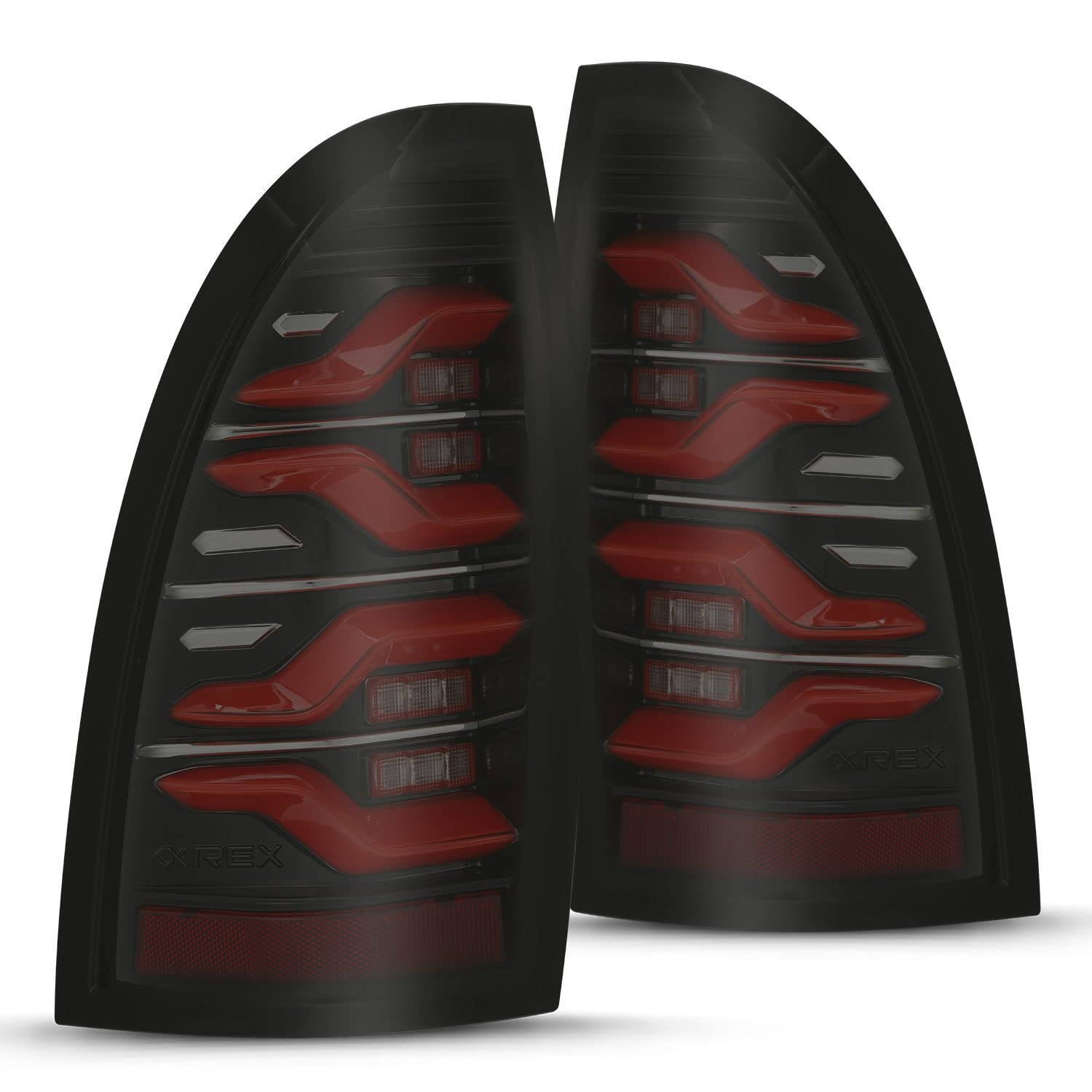 Cobra-Tek FITS 05-15 Toyota Tacoma LUXX-Series LED Tail Lights - Black-Red AlphaRex - High-Performance LED Brake Lights for Off-Road & Night Driving