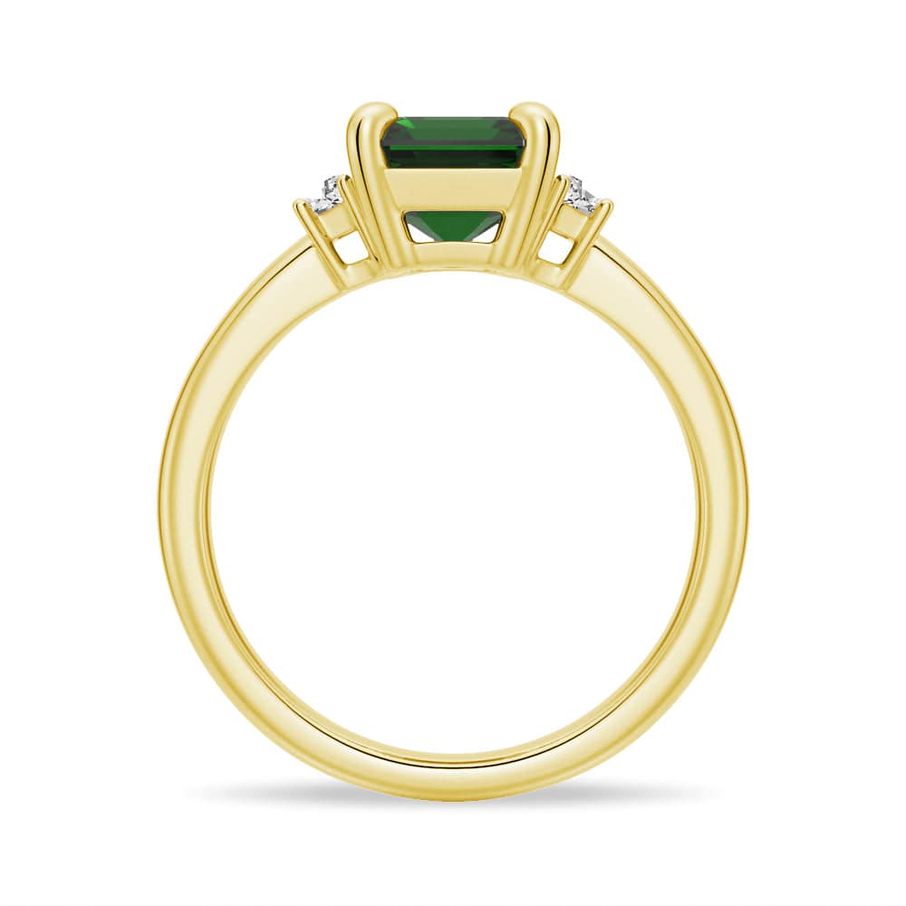 Exquisite Emerald Cut Emerald & White Sapphire Three Stone Ring – Elegant Jewelry for Weddings, Anniversaries & Special Occasions