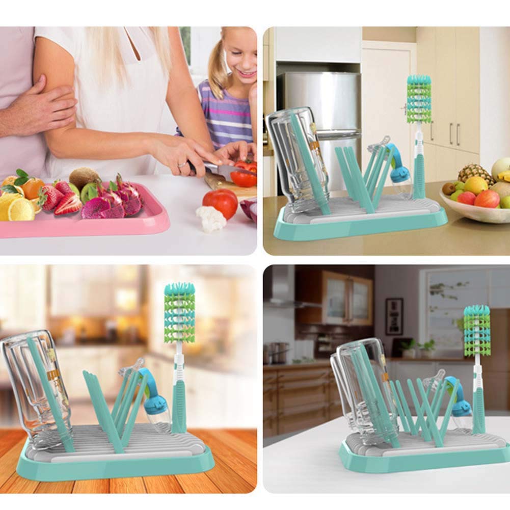 Baby Bottle Drying Rack - Space Saving Breast Pump Parts & Bottle Accessories Organizer Holder for Travel & Home (Pink) - Perfect for Nursery, Kitchen Counter & On-the-Go Parents