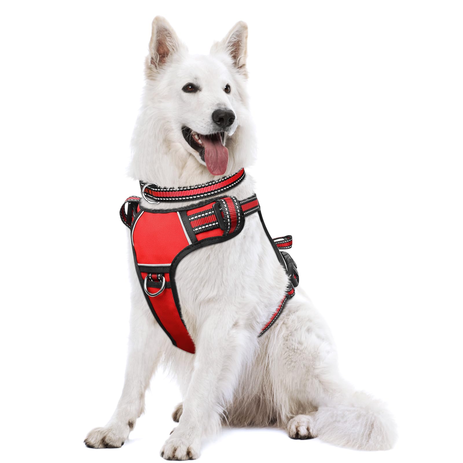 WINSEE No Pull Dog Harness - Adjustable Reflective Pet Vest with Front/Back Leash Clips for Small Medium Large XL Dogs - Easy Control Handle for Walking, Running & Outdoor Adventures