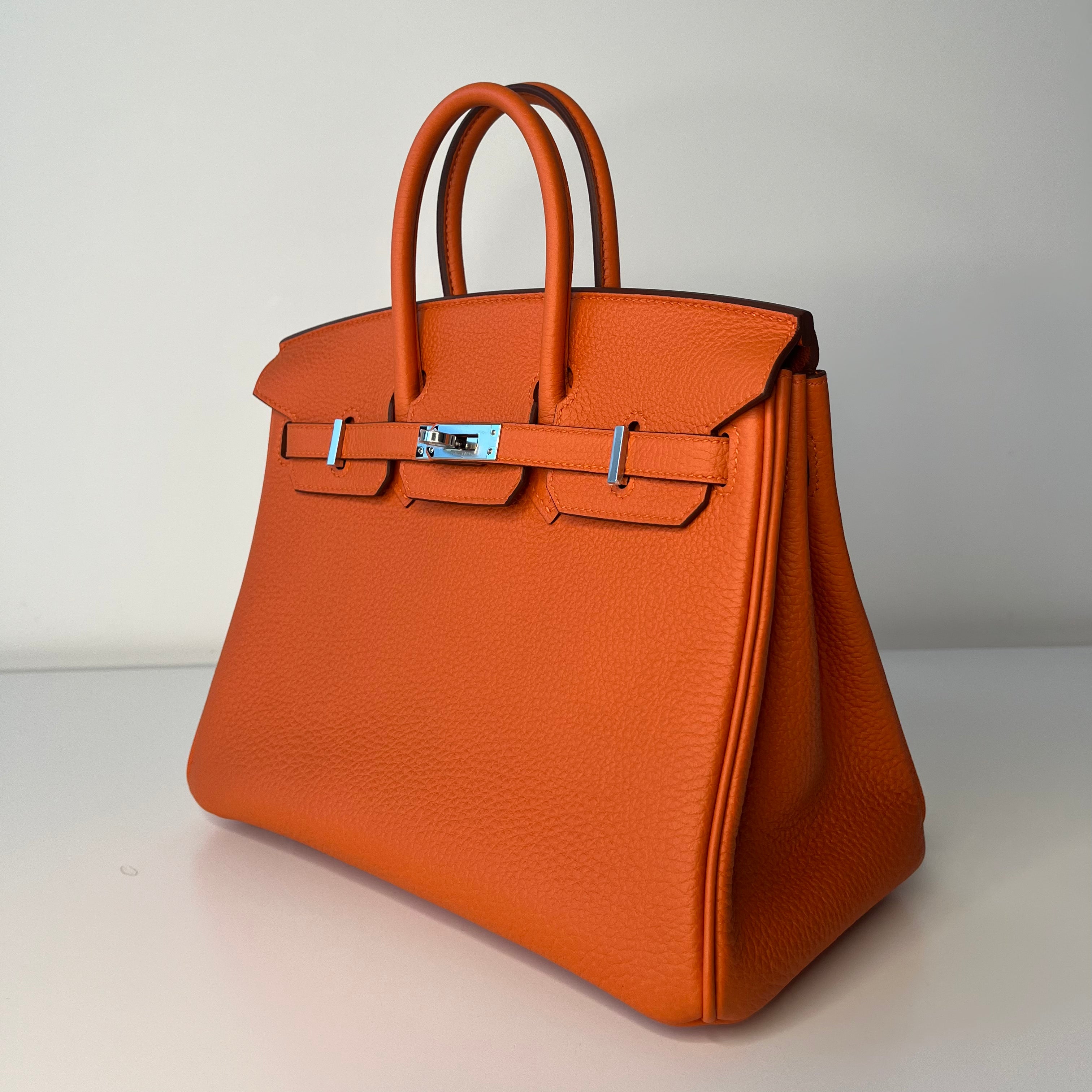 Authentic Hermès Birkin 25 Bag in Orange Togo Leather with Palladium Hardware - Luxury Handbag for Women, Perfect for Work, Travel & Special Occasions