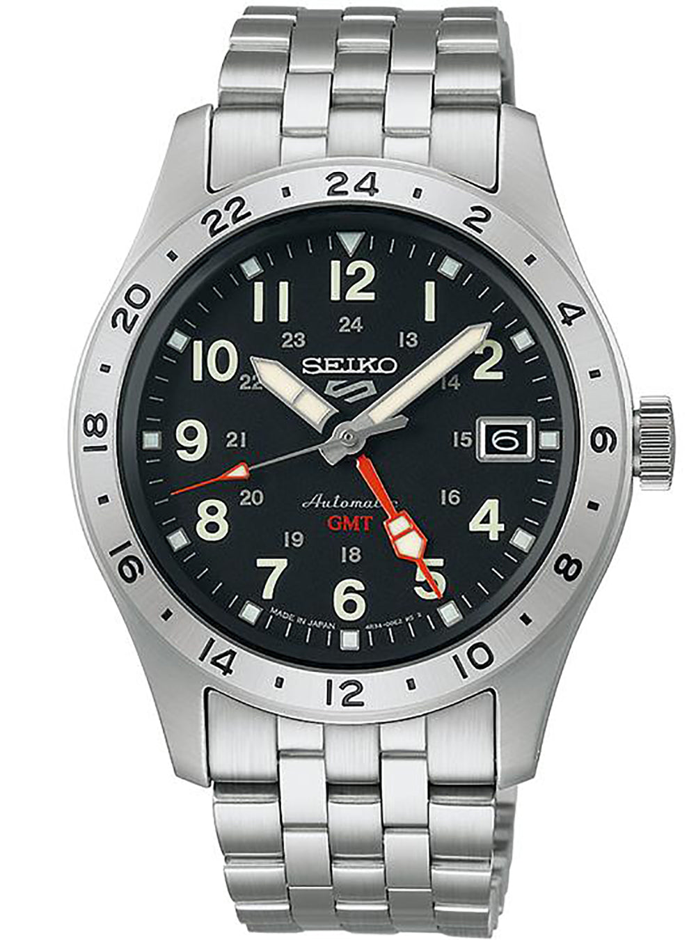 SEIKO 5 Sports GMT Automatic Watch - Japanese Made JDM Field & Travel Timepiece for Men - Perfect for Outdoor Adventures, Business Travel & Everyday Wear
