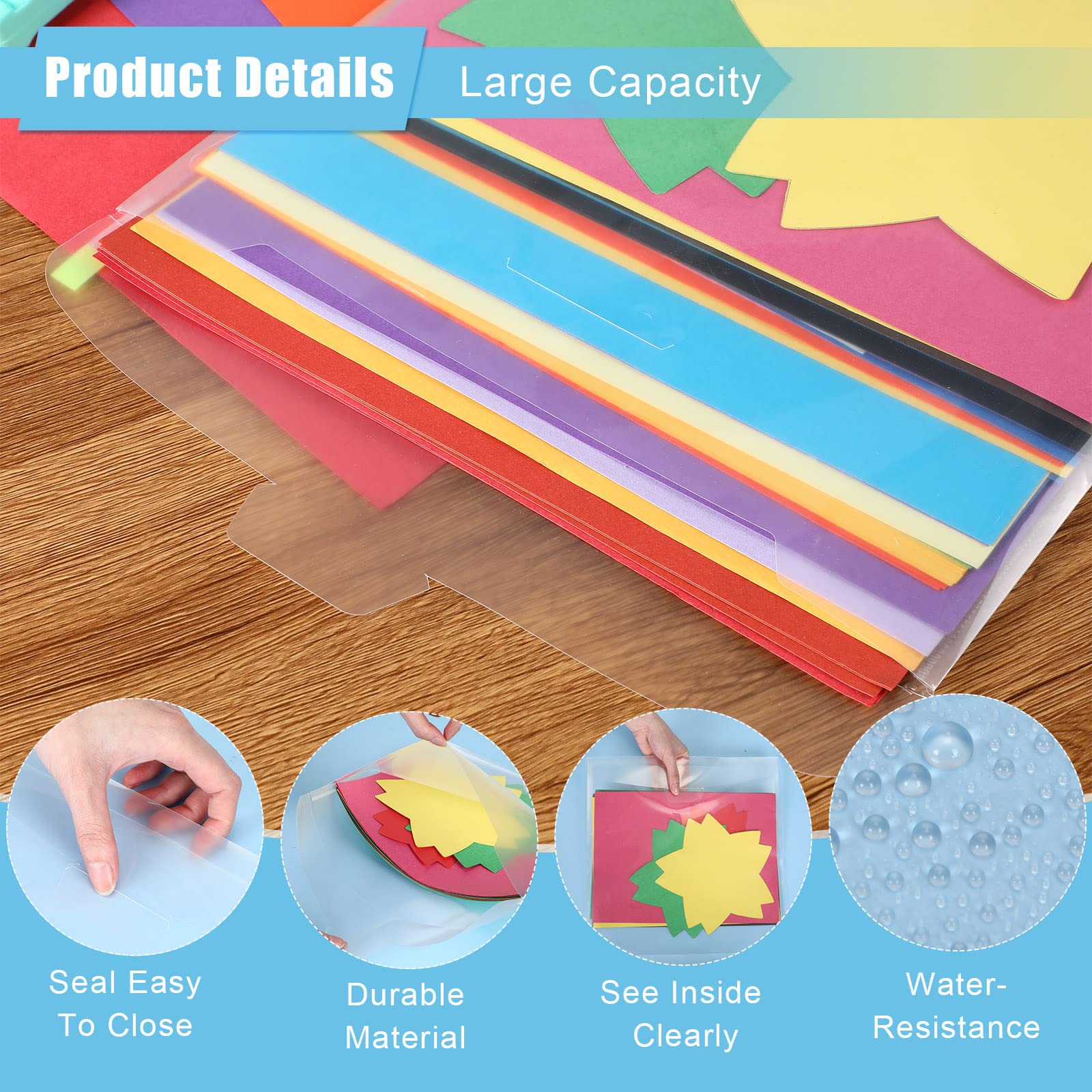 Eaasty 80 Pcs 12 x 12 Inch Waterproof Scrapbook Paper Organizer with 100 Sticky Index Tabs - Top Loading File Storage for Cardstock, Vinyl, Photos - Perfect for Crafting, Scrapbooking & Home Organization