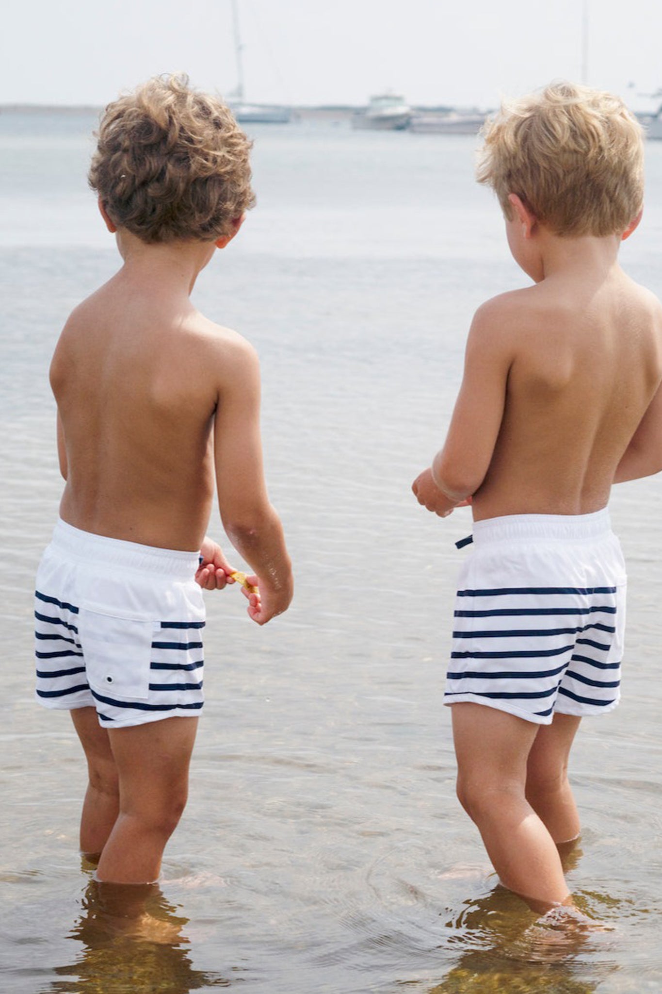 Breton Stripe Board Shorts for Men - Quick-Dry Swim Trunks with Comfortable Elastic Waistband - Perfect for Beach, Pool, Surfing & Summer Vacations
