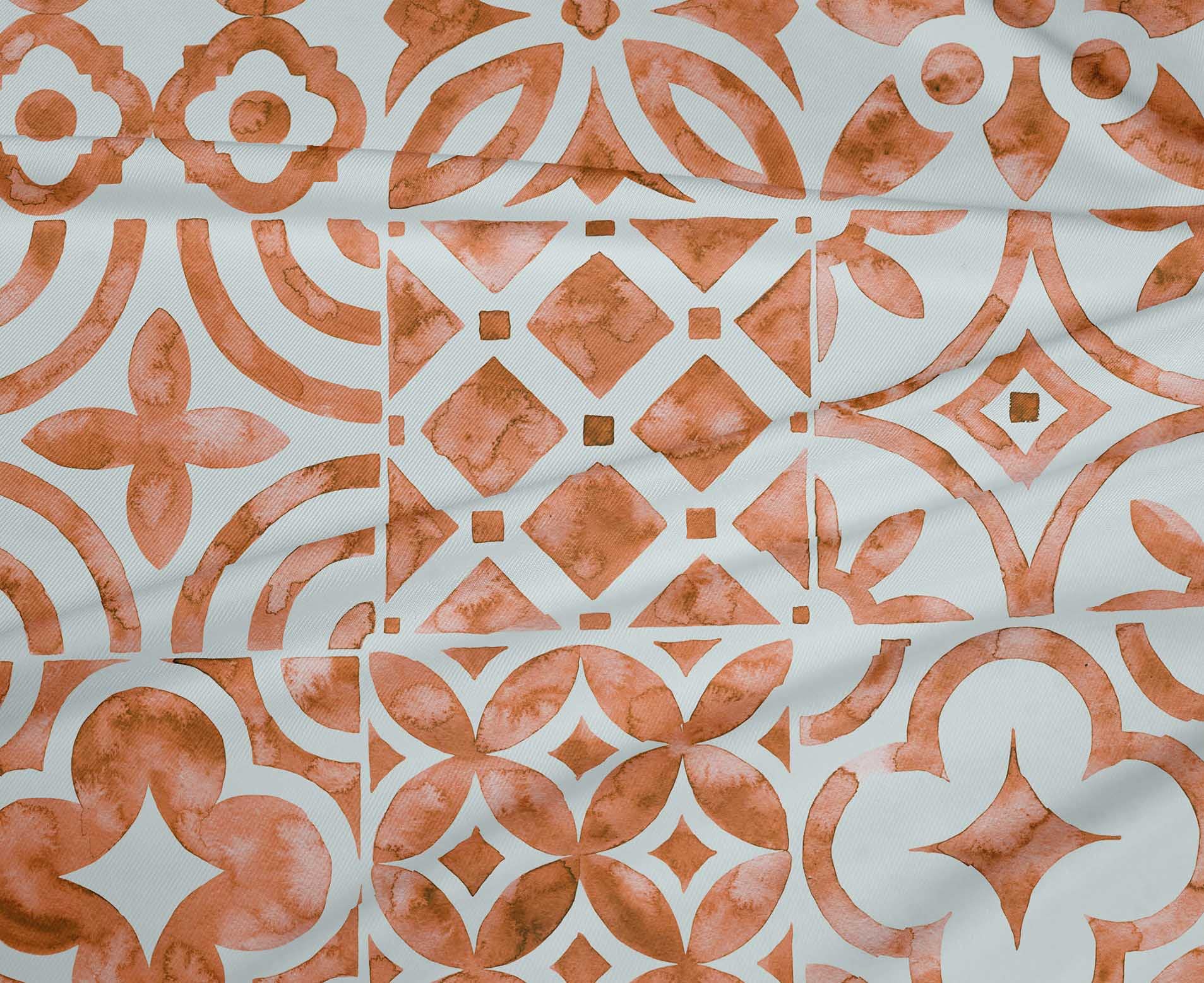 oneOone Polyester Spandex Orange Floral Printed Fabric - 56 Inch Wide Stretch Craft Material for Sewing, DIY Projects, Upholstery & Home Decor | Perfect for Dresses, Curtains & Quilting