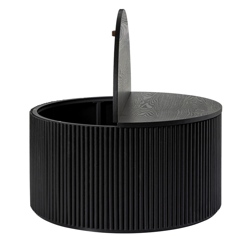 Julius 31.5 Inch Round Black Coffee Table with Storage - Modern Living Room Center Table for Small Spaces, Perfect for Holding Remote, Books & Decor