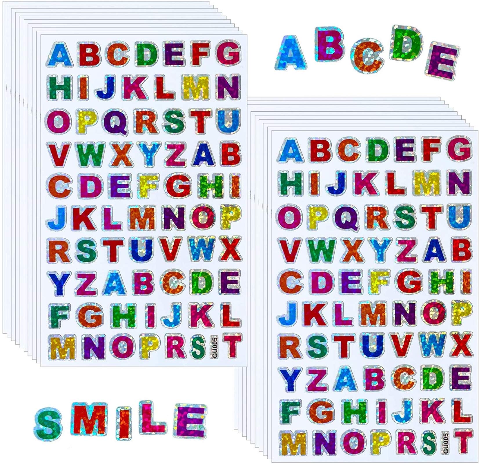 1400Pcs Glitter Letter Stickers - Colorful Alphabet Stickers for DIY Crafts, Scrapbooking, Bullet Journaling & School Projects - Self-Adhesive Letters (20 Sheets) - Perfect for Card Making, Gift Wrapping & Home Decor
