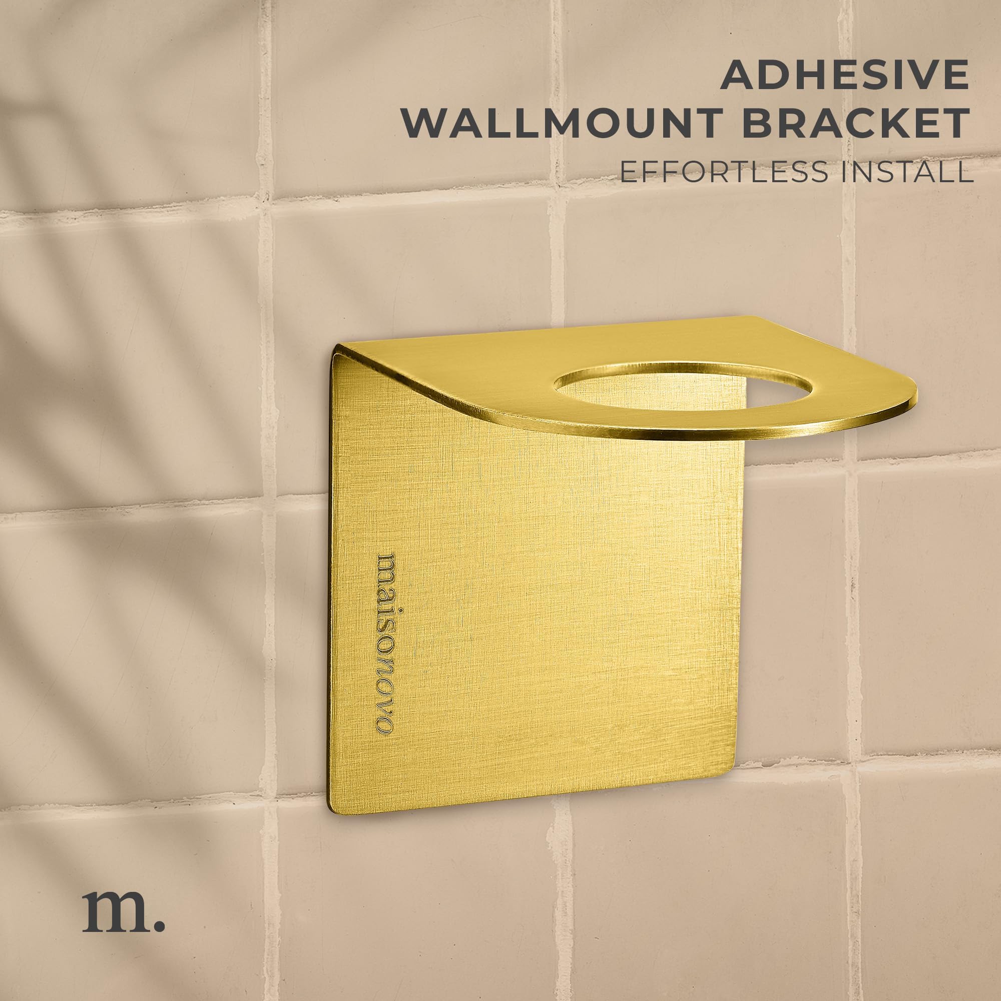 **MaisoNovo 3-Chamber Shampoo & Conditioner Dispenser Set - Wall Mounted Shower Soap Dispenser with Black Pump - 16.9 fl oz Amber Plastic Bottles - No Drill Installation - Perfect for Bathroom, Spa & Gym Organization**