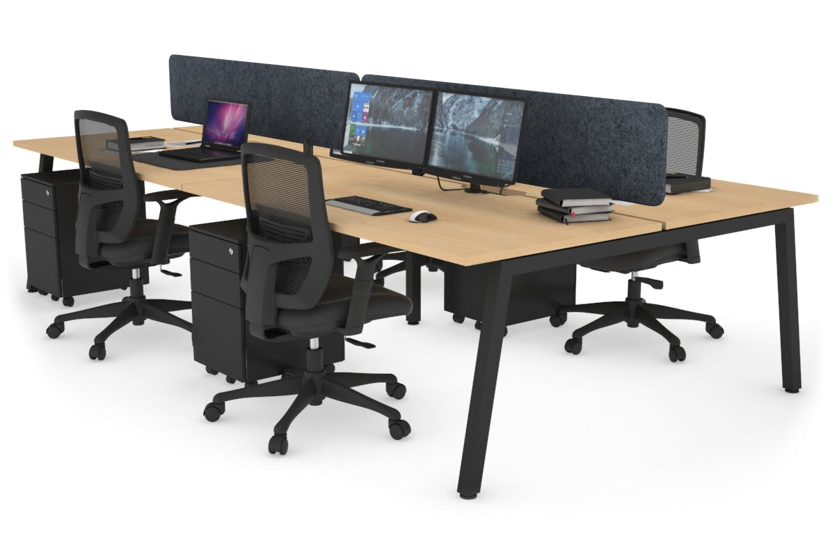 Quadro 4-Person Office Workstation Desk - 1200L x 800W with Cable Management Scallop - Perfect for Collaborative Workspaces, Team Meetings & Open Office Environments