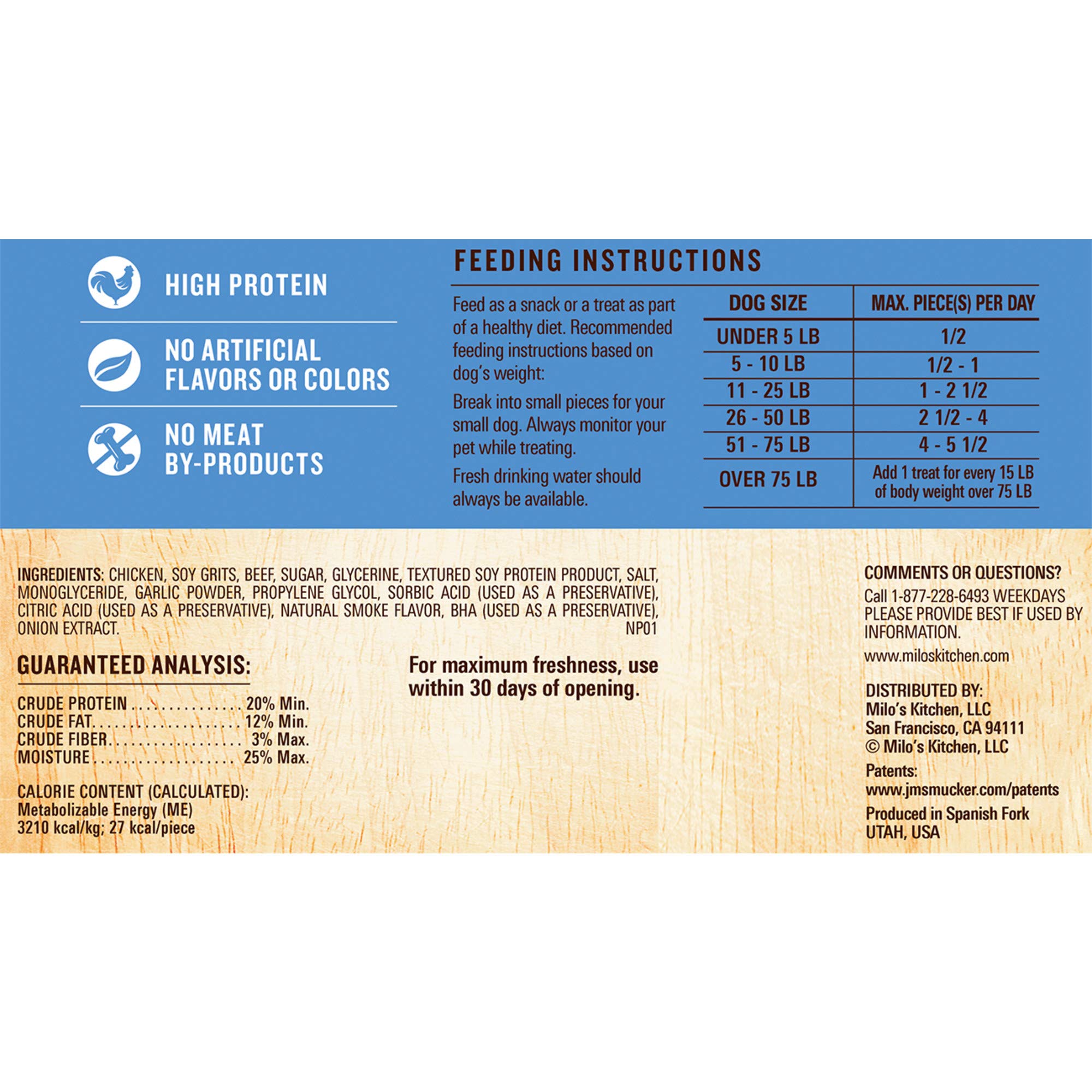 Milo's Kitchen Chicken Meatballs Dog Treats - Grain Free, All Natural, 3-Ounce Bags (Pack of 12) - Perfect for Training, Rewarding & Bonding with Your Dog