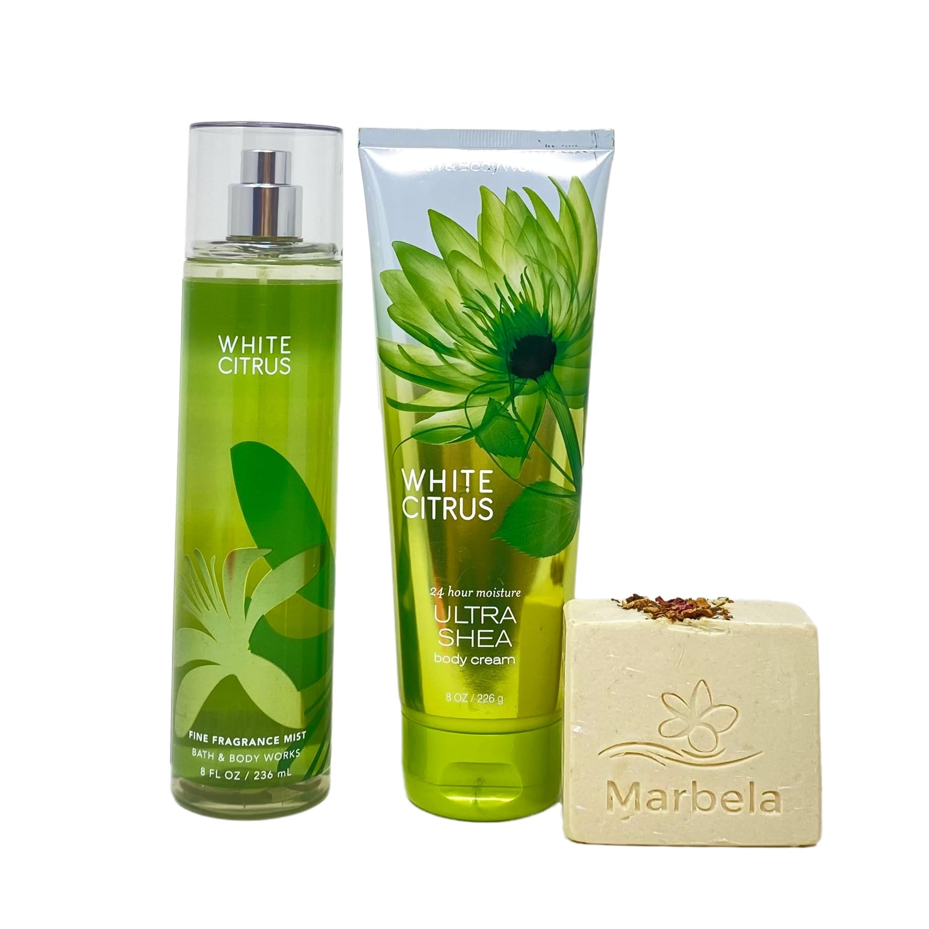 Bath & Body Works White Citrus Fragrance Mist & Body Cream Gift Set with Creamy Rose Soap Bar - Refreshing Citrus Scent for Women, Daily Moisturizing Body Care, Perfect for Gifts, Spa Days & Self-Care Routine