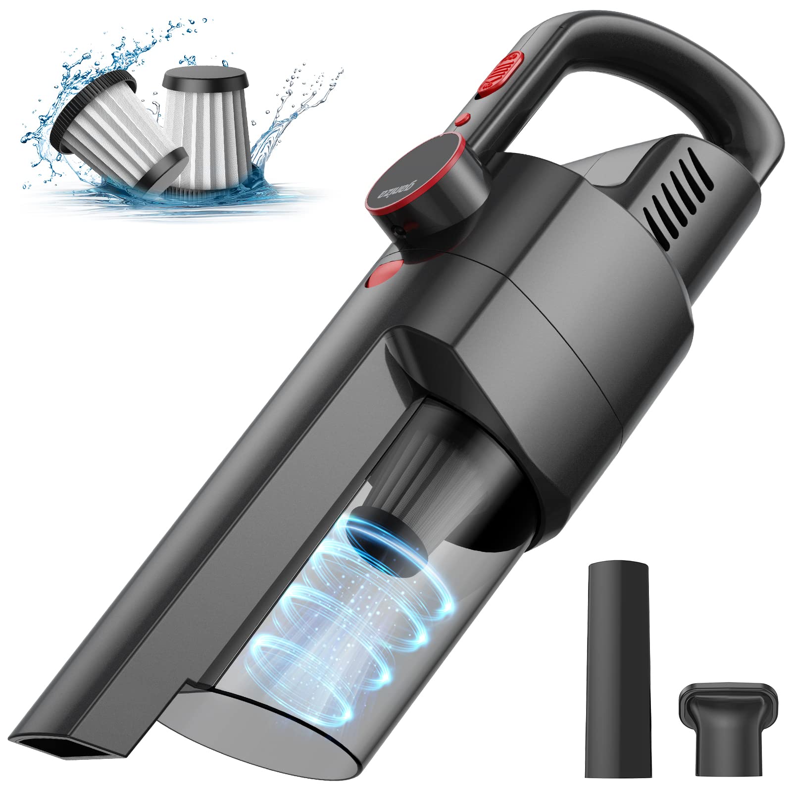 Ganiza Cordless Rechargeable Handheld Vacuum Cleaner - Powerful Mini Car Vacuum with XL Dust Cup, 2 HEPA Filters & Long Battery Life | Portable for Home, Office, Car Cleaning & Pet Hair Removal