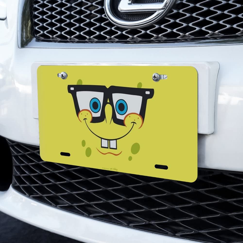 Spongebob Nerd Face Novelty Metal Vanity License Plate - Fun Car Accessory for Spongebob Fans | Perfect for Cars, Trucks, Motorcycles & Room Decor