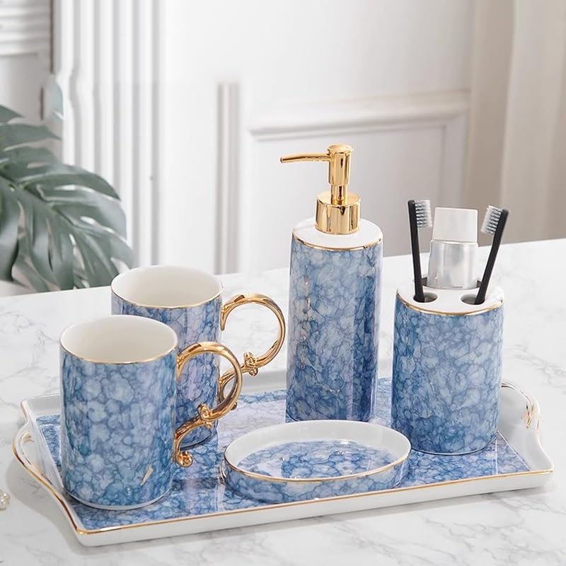 Premium Ceramic Bathroom & Toiletries Set - Soap Dish, Toothbrush Holder & Tumbler | Modern Home Decor for Bathroom Organization & Luxury Spa Experience