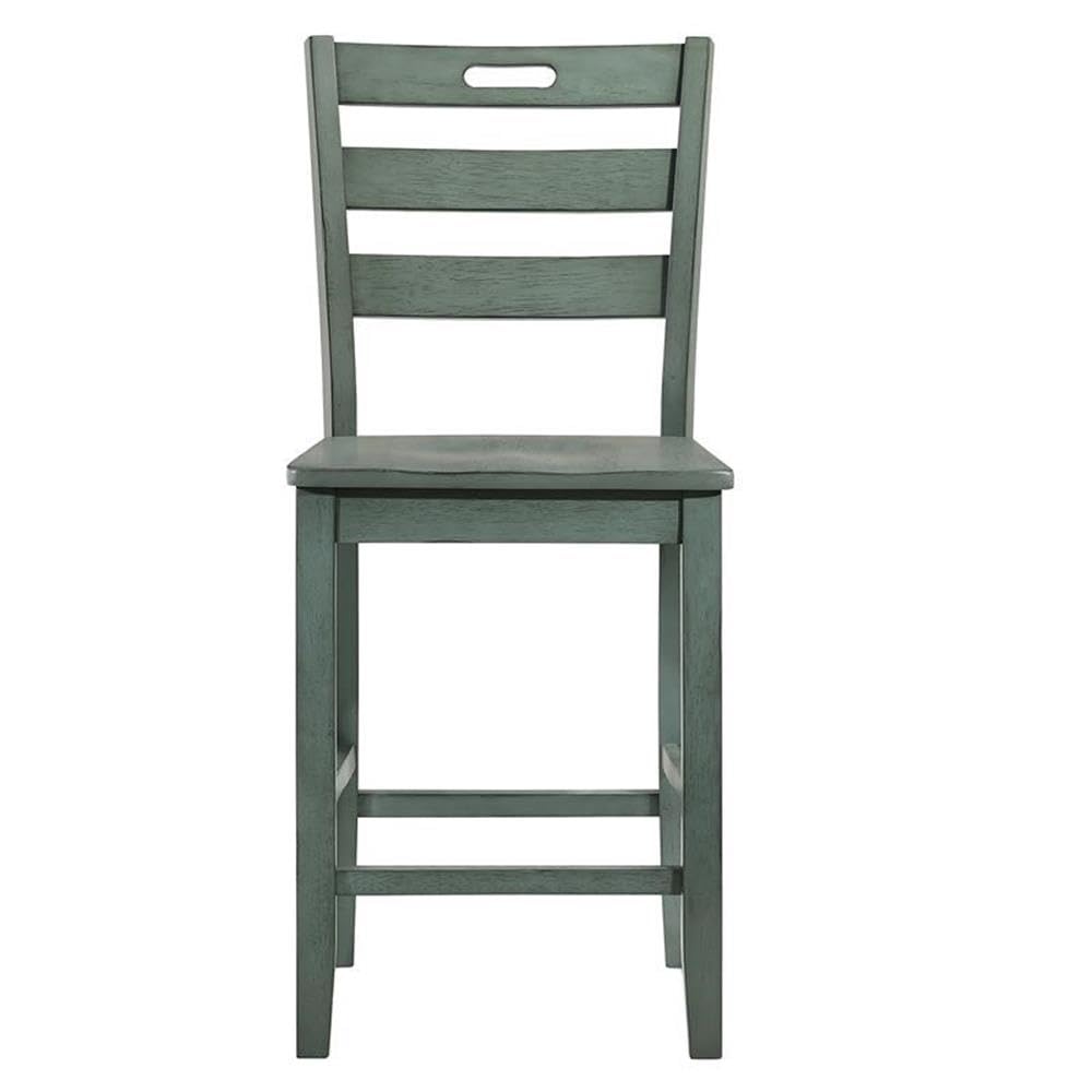 Furniture of America Jolines Wood Counter Height Chair in Green (Set of 2) - Perfect for Kitchen Islands, Breakfast Bars & Small Dining Spaces
