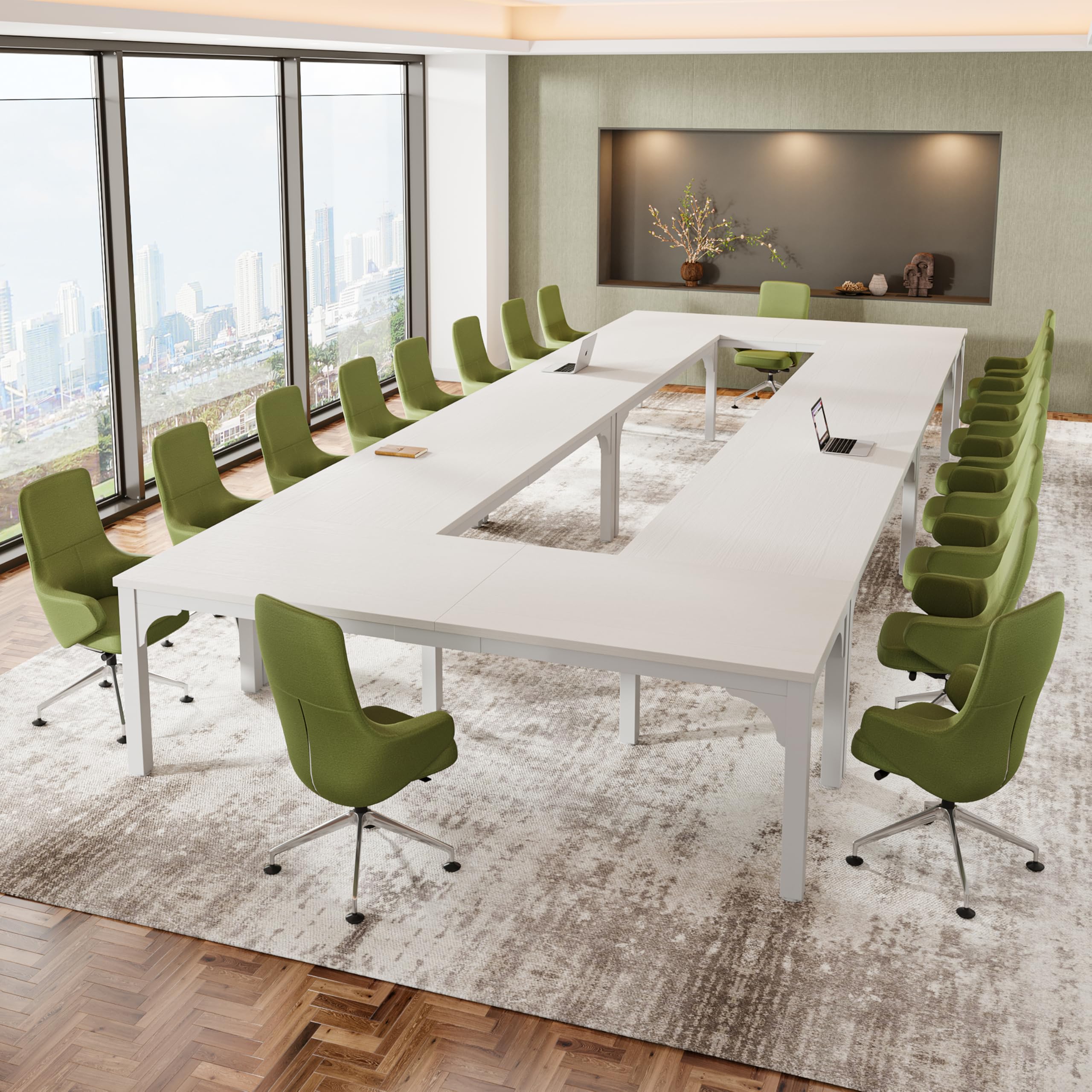 6.56 FT Large Rectangle Conference Table - Super Sturdy Meeting & Seminar Table for 6-8 People, White Business Desk - Perfect for Office Meetings, Team Collaboration & Conference Rooms