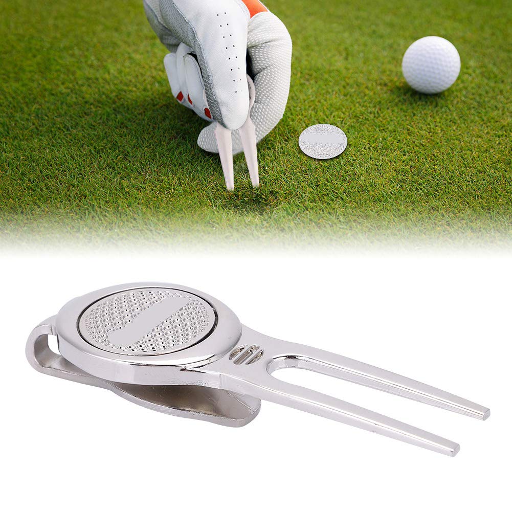Premium Golf Divot Repair Tool with Magnetic Ball Marker - Durable Zinc Alloy Design (Silver D102) - Perfect for Golf Course Maintenance & Practice Sessions